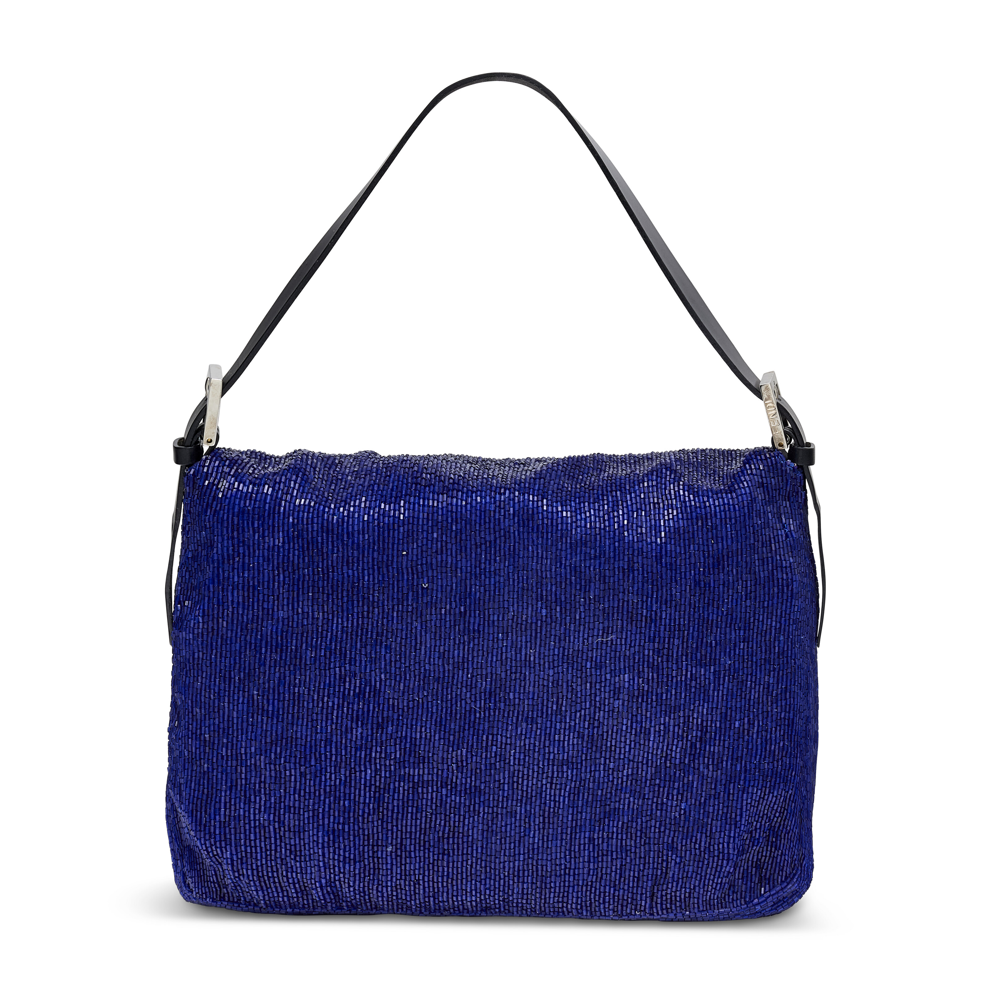 A BLUE BEAD EMBROIDERED MAMA BAGUETTE WITH SILVER HARDWARE, FENDI