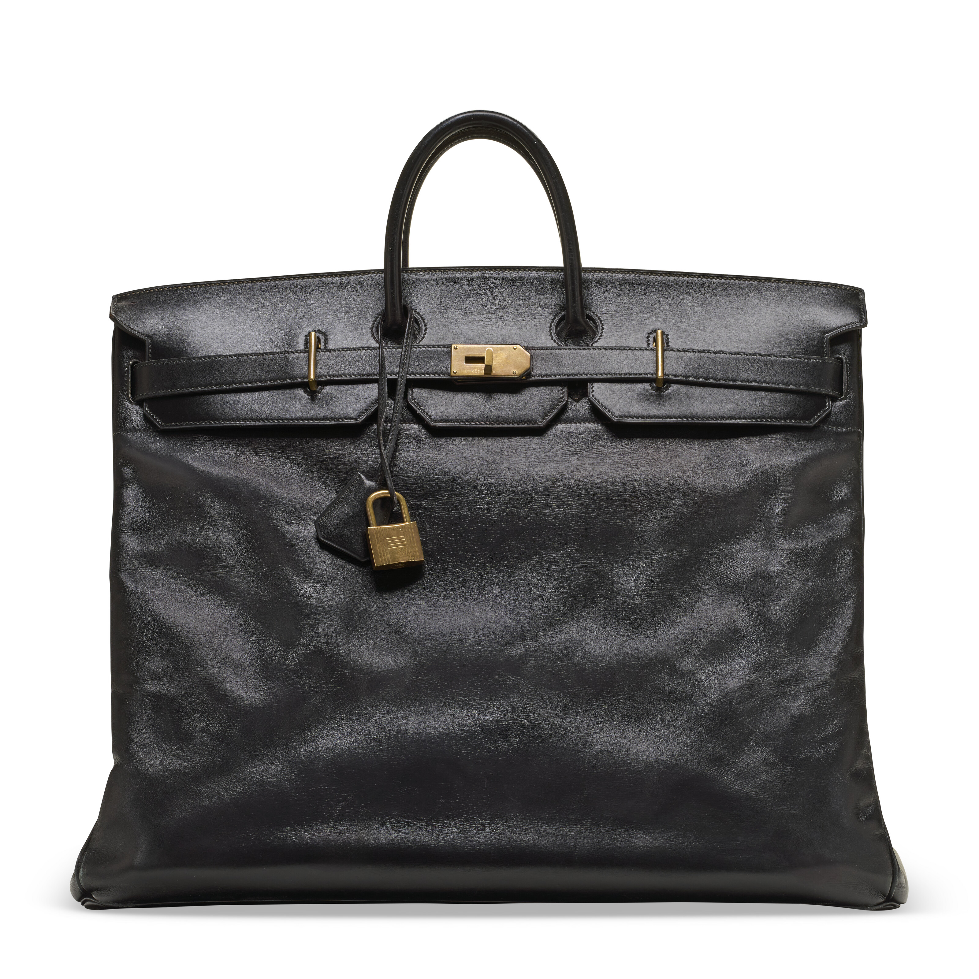 A BLACK CALF BOX LEATHER HAC BIRKIN 55 WITH BRASS HARDWARE, HERMÈS