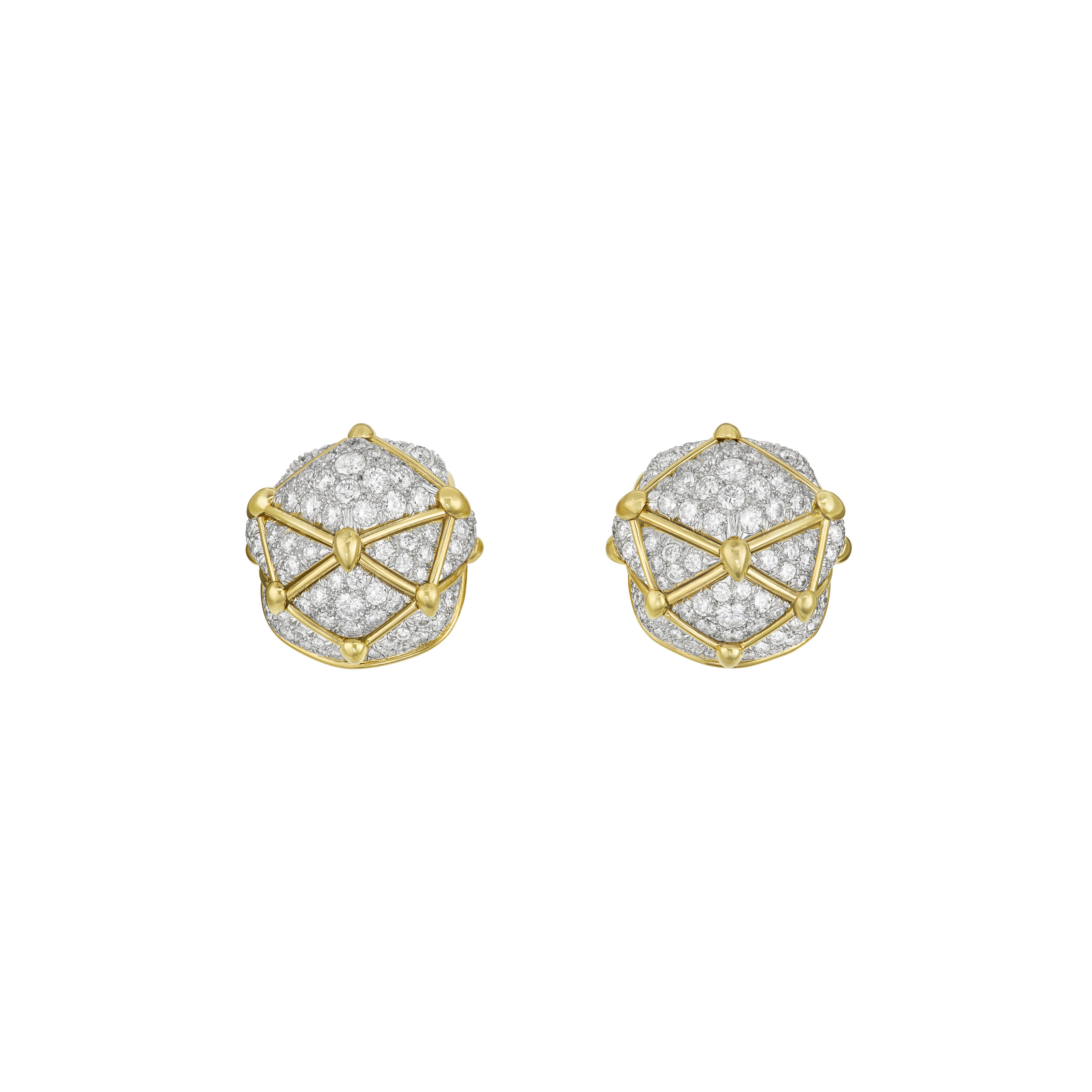 DAVID WEBB DIAMOND AND GOLD 'GEODESIC DOME' EARRINGS, | Christie’s
