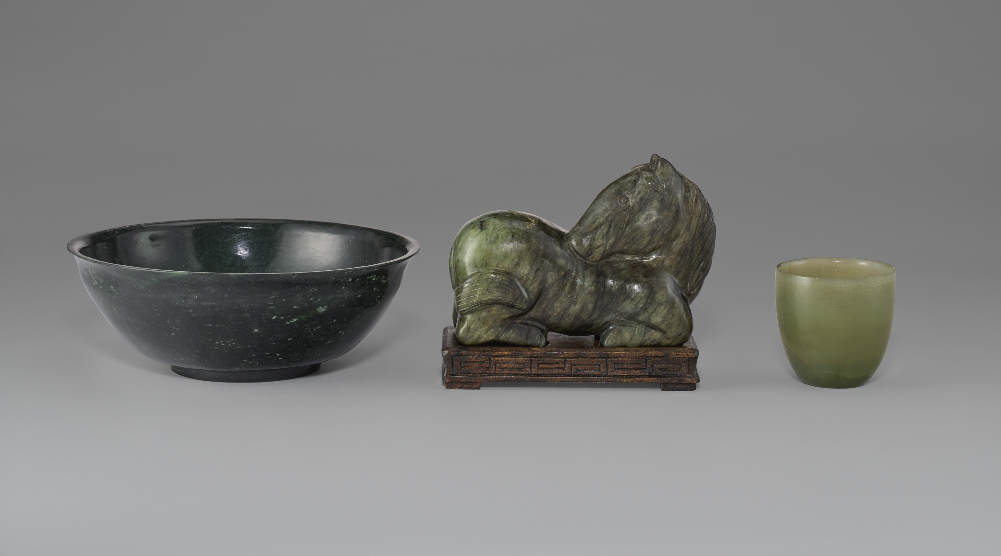 THREE CARVED STONE TABLE ARTICLES