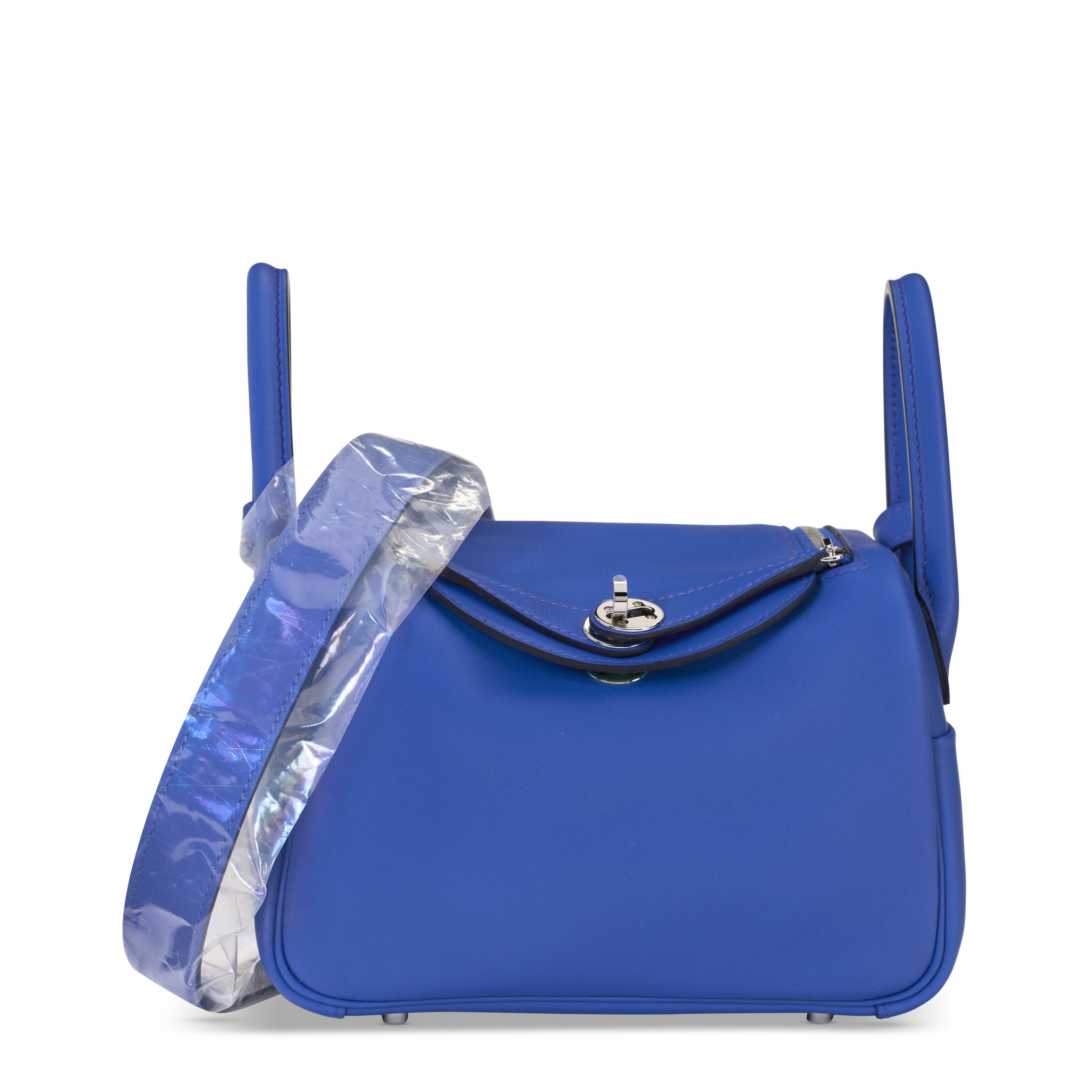 A LIMITED EDITION BLEU FRANCE & MENTHE SWIFT LEATHER VERSO MINI LINDY WITH PALLADIUM HARDWARE