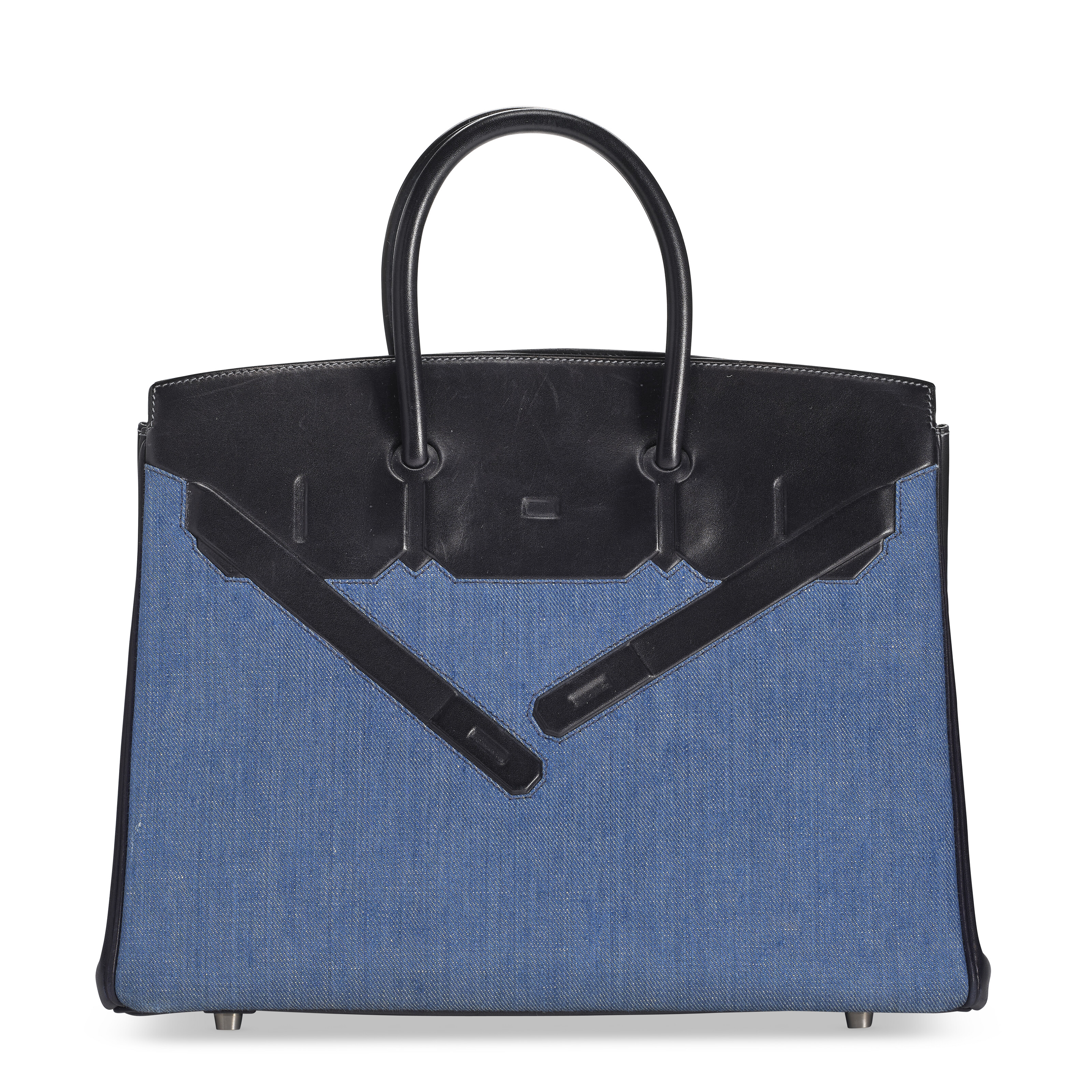 A LIMITED EDITION, TOILE JEAN & BLACK EVERCALF LEATHER SHADOW BIRKIN 35 WITH PALLADIUM HARDWARE