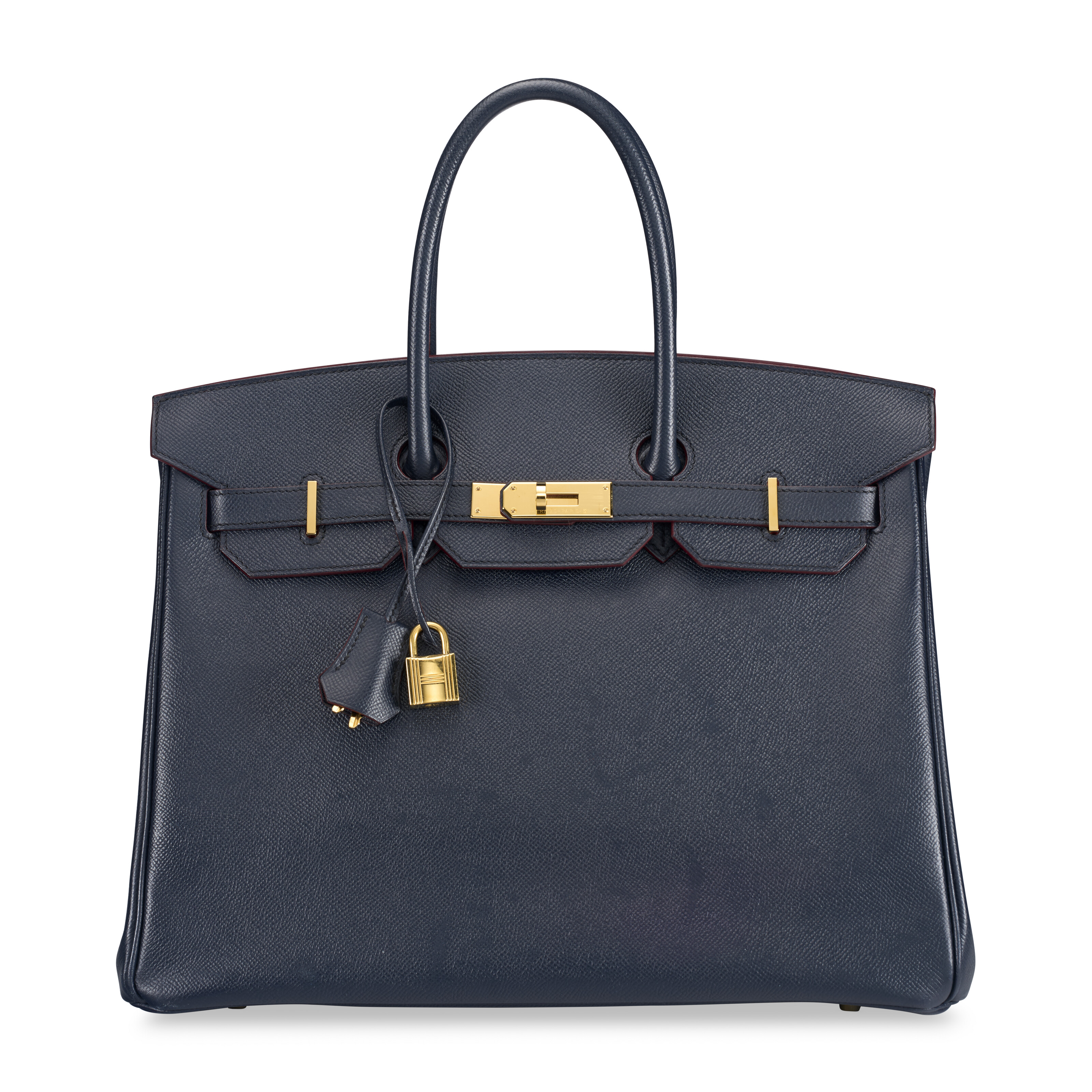 A LIMITED EDITION BLEU INDIGO EPSOM LEATHER & ROUGE H CONTOUR BIRKIN 35 WITH GOLD HARDWARE