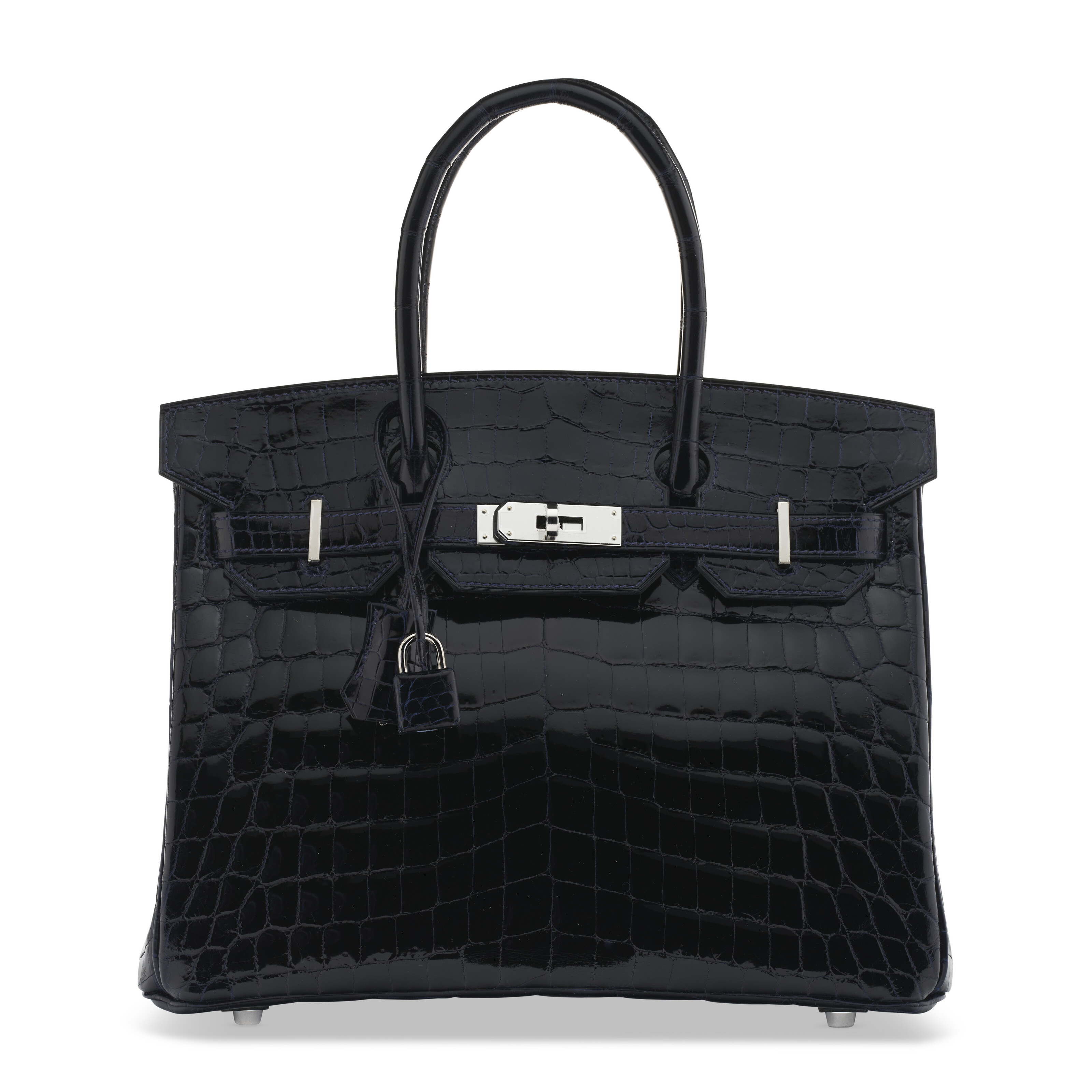 A SHINY BLEU MARINE NILOTICUS CROCODILE BIRKIN 30 WITH PALLADIUM HARDWARE