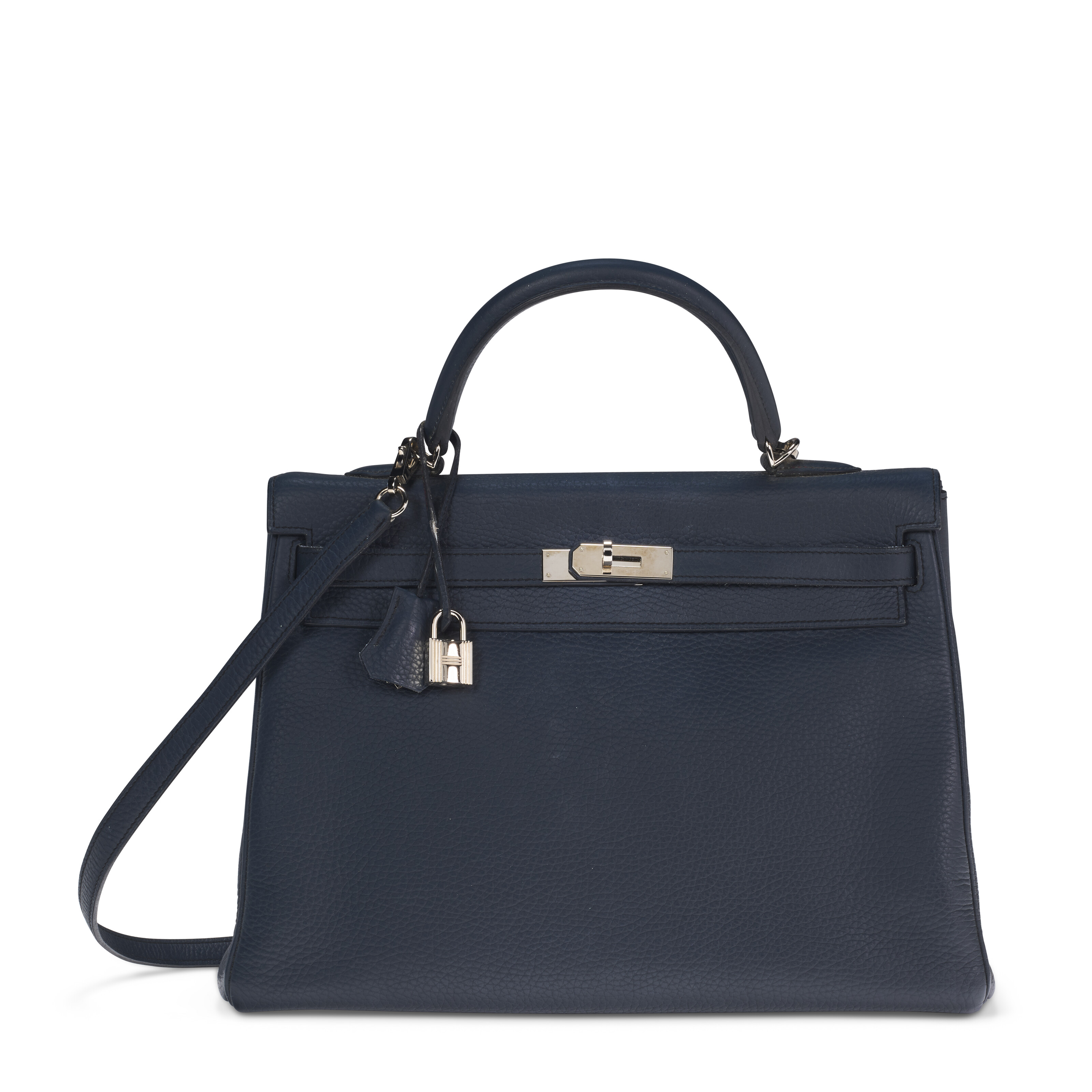 A BLEU OBSCUR CLÉMENCE LEATHER RETOURNÉ KELLY 35 WITH PALLADIUM HARDWARE