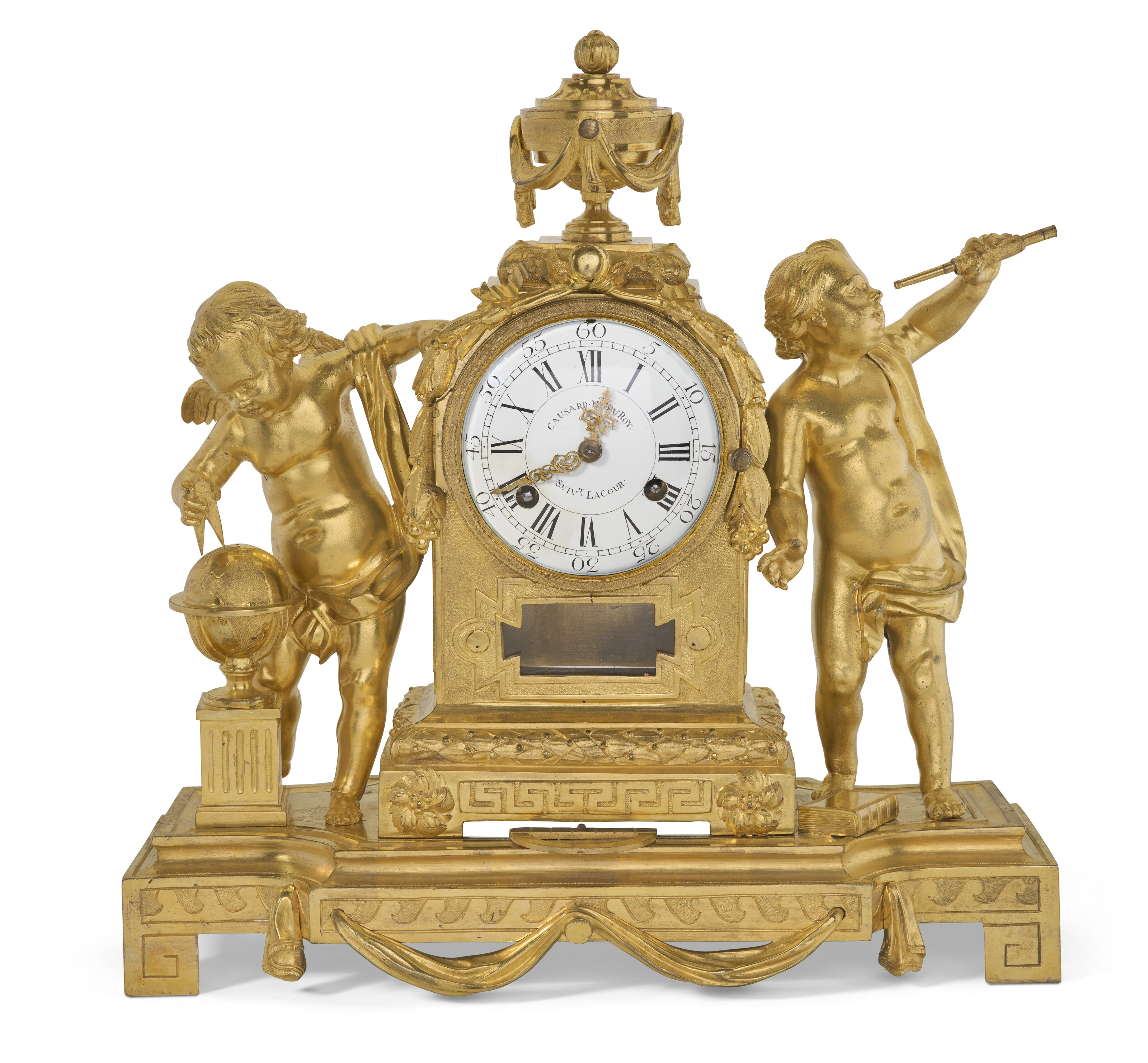 A LATE LOUIS XV ORMOLU MANTEL CLOCK