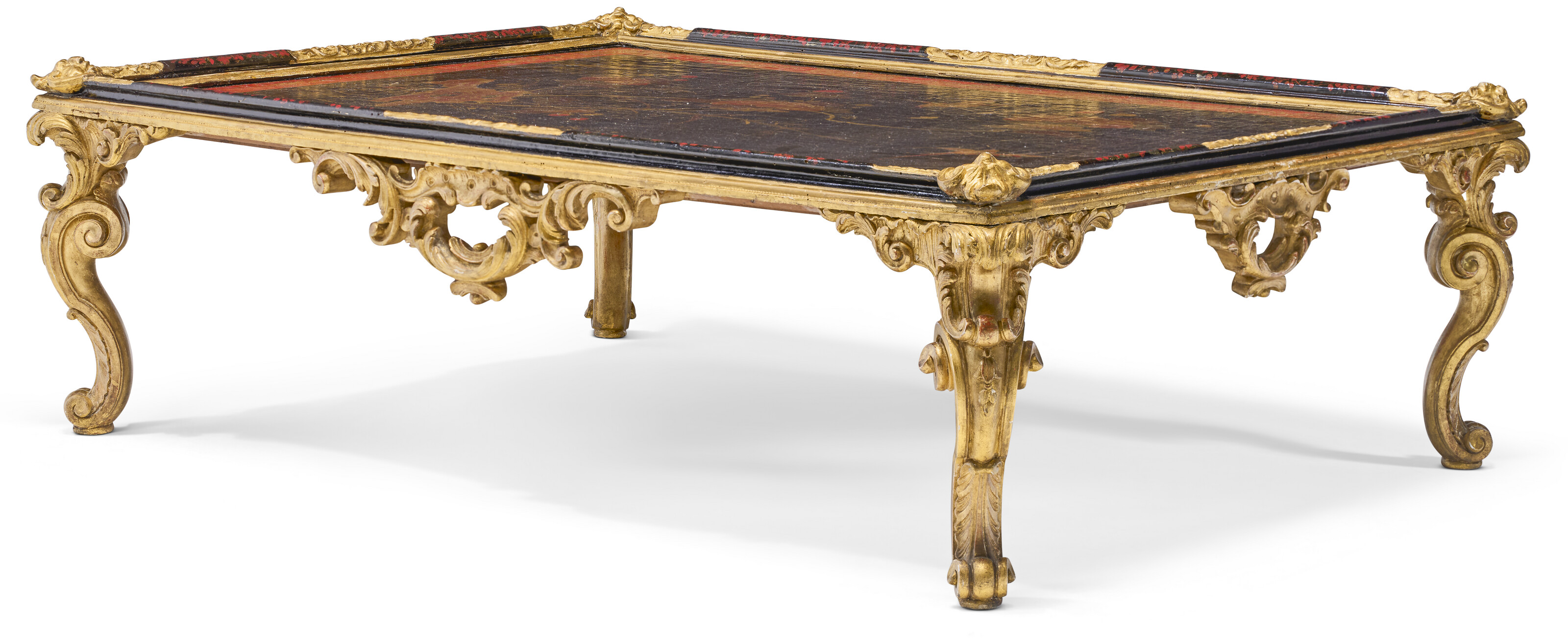 A FRENCH PARCEL-GILT AND CHINESE LACQUER LOW TABLE