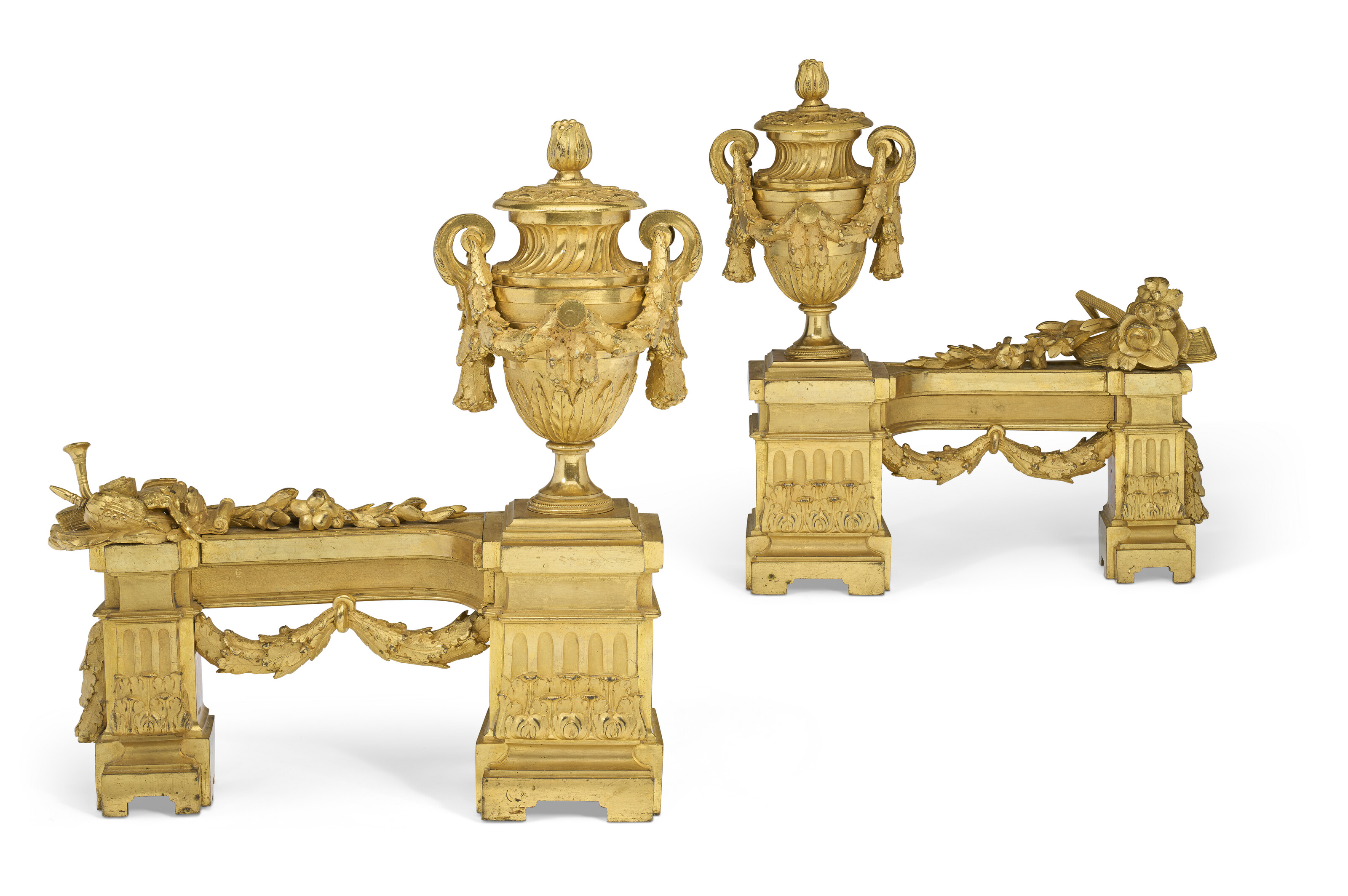 A PAIR OF FRENCH ORMOLU CHENETS