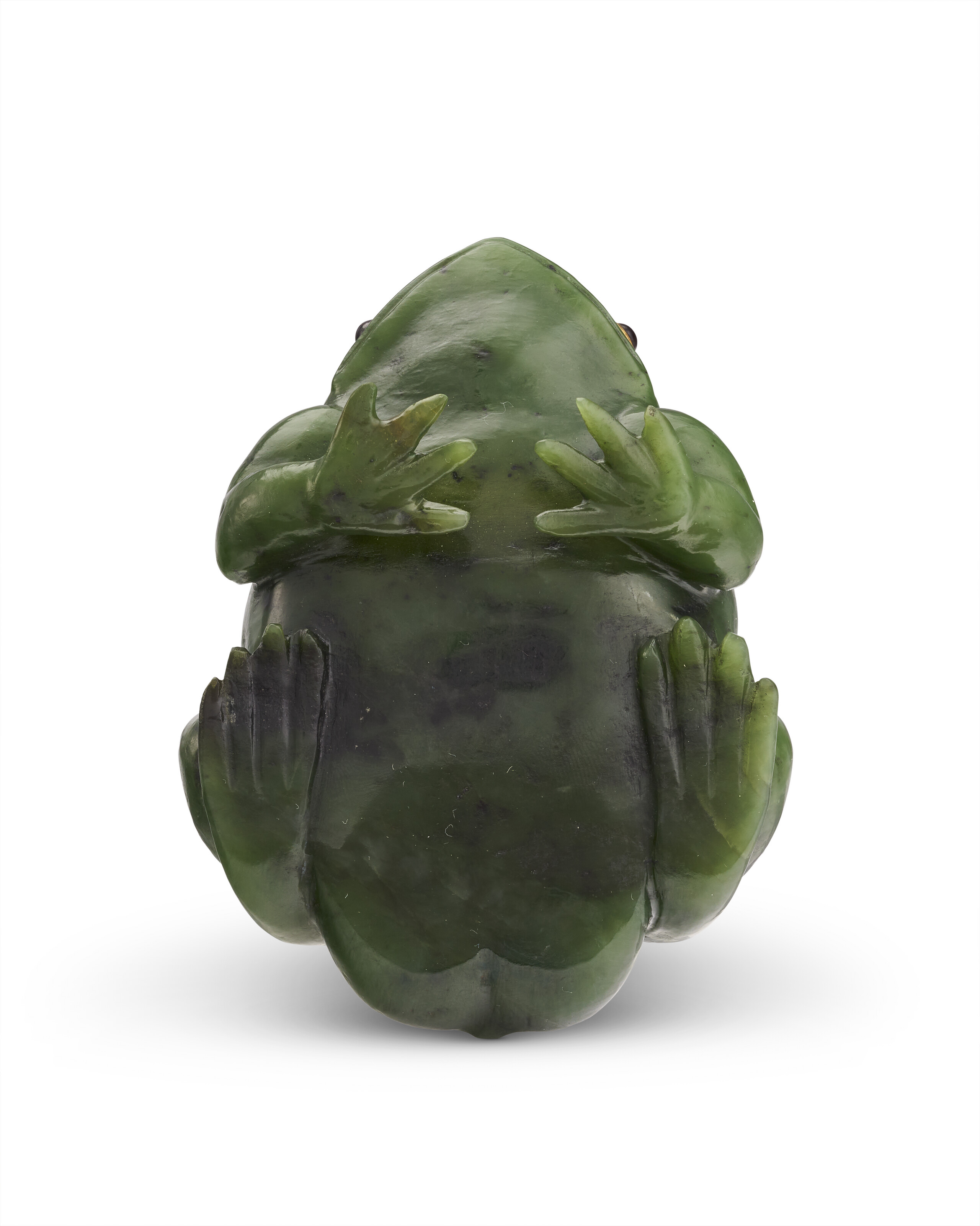 A GEM-SET NEPHRITE MATCH HOLDER IN THE FORM OF A FROG, PROBABLY BY