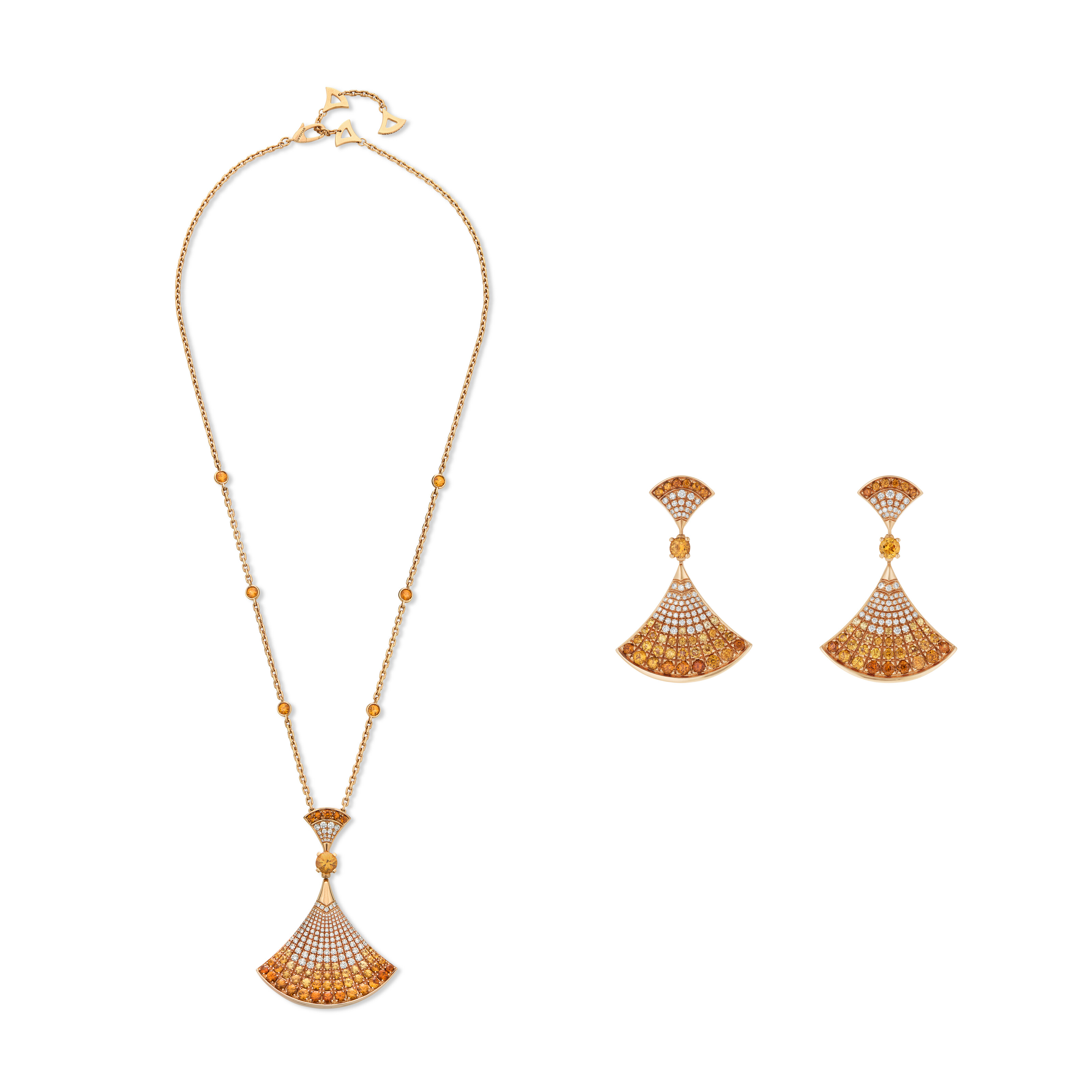 BULGARI SET OF ORANGE GARNET AND DIAMOND 'DIVAS' DREAM' JEWELRY