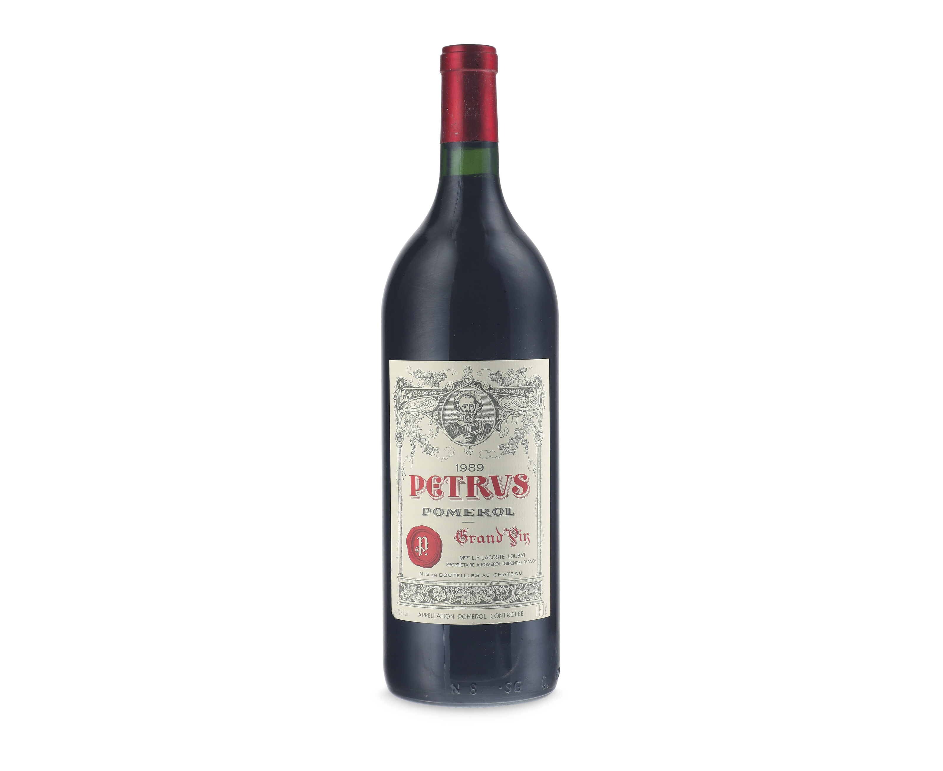 Petrus 1989, Pomerol u.level into neck, nicked label and capsule