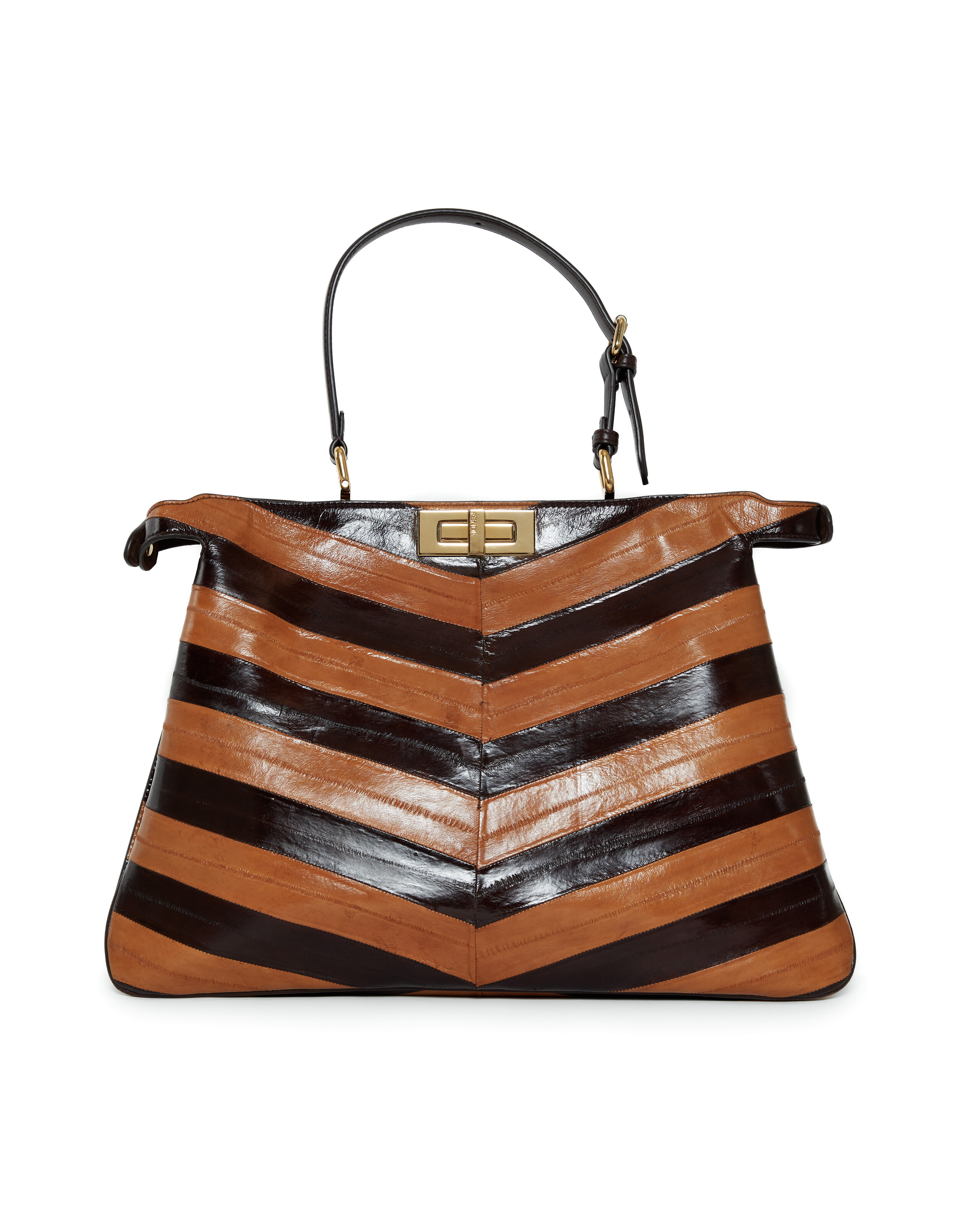 A TWO-TONE INLAID EEL LARGE SOFT PEEKABOO BAG WITH GOLD HARDWARE, SCREEN USED BY MERYL STREEP