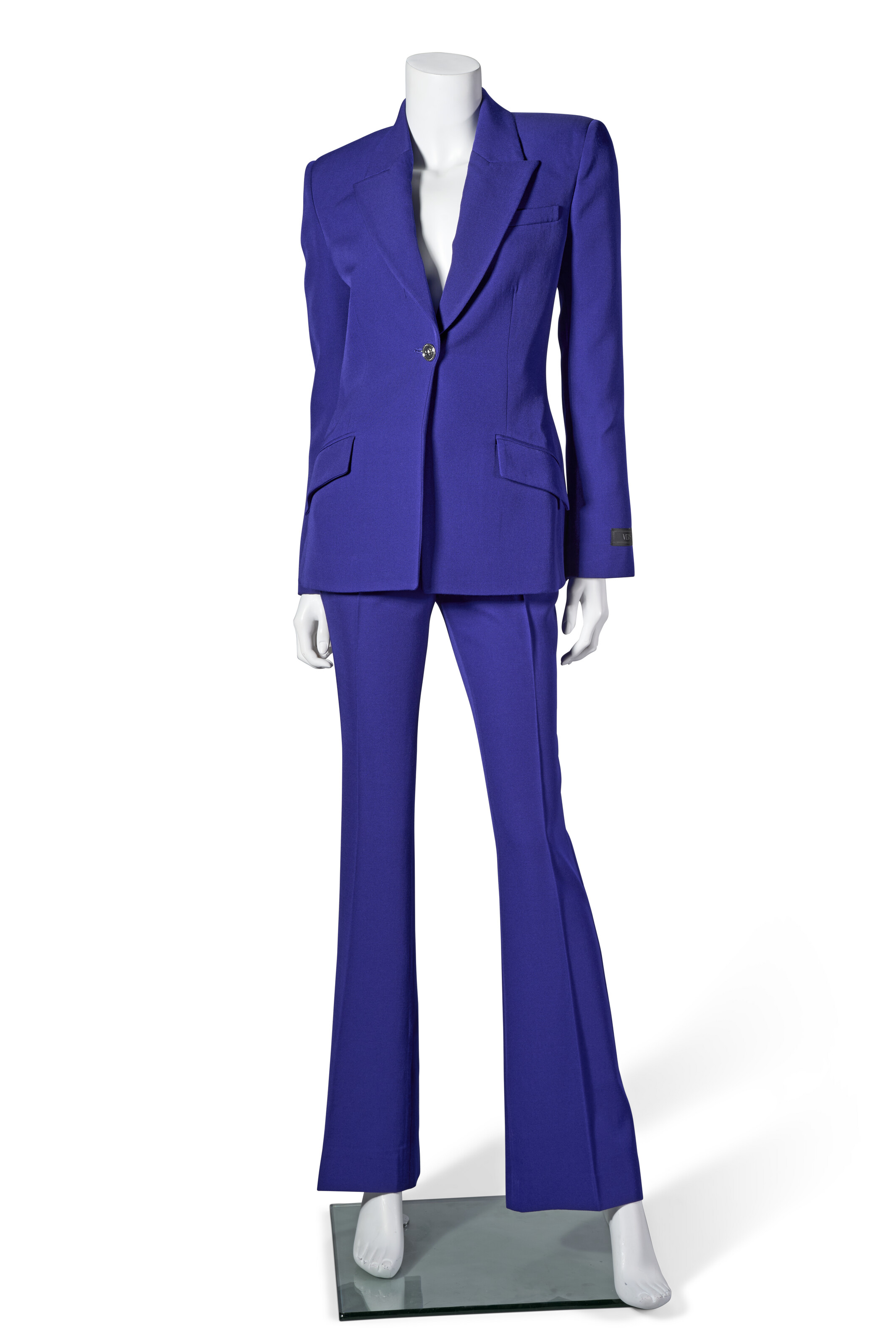 A COBALT BLUE BLAZER AND TROUSERS, SCREEN WORN BY DONATELLA VERSACE