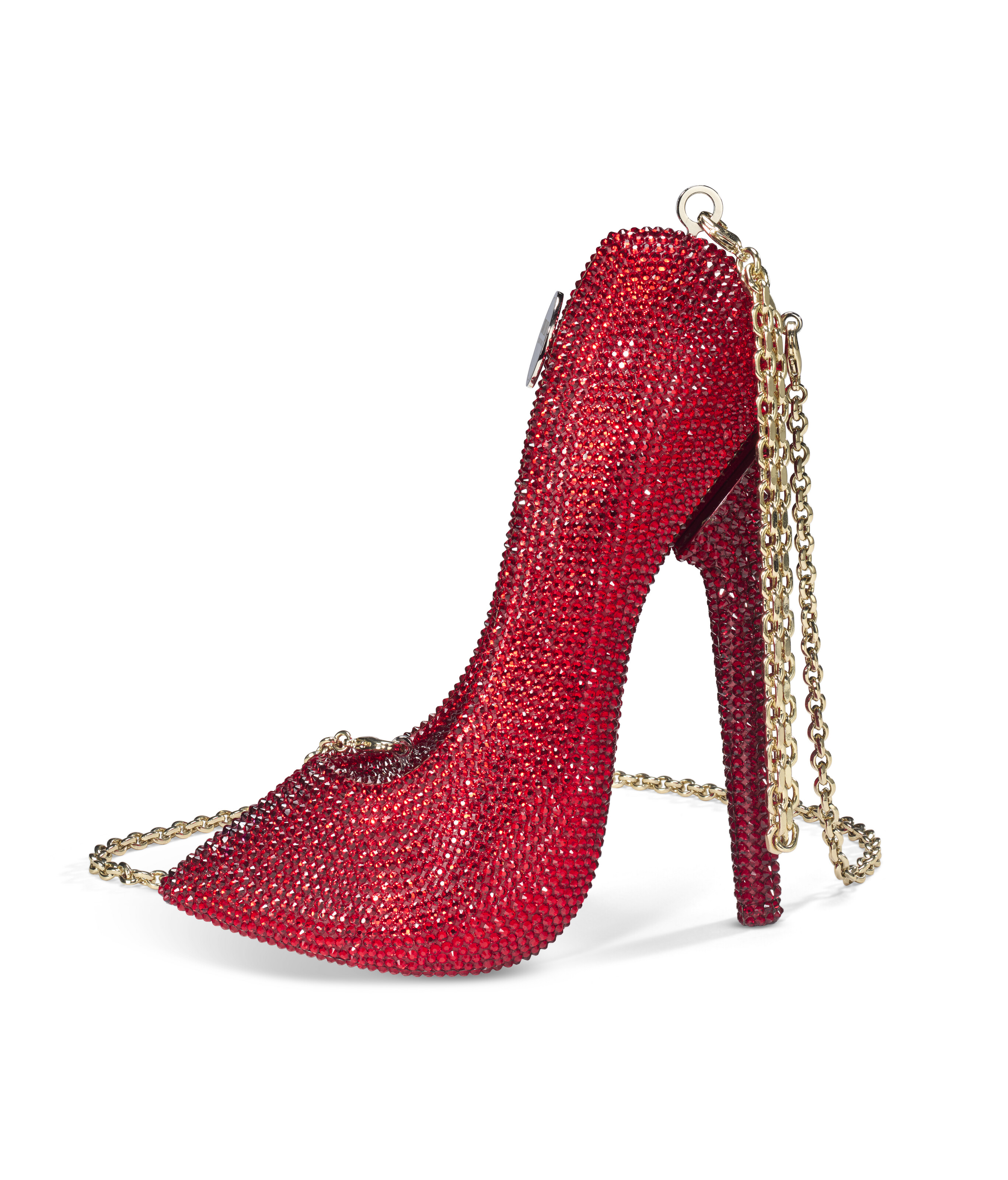 A RED CRYSTAL STILETTO CARRIE SHOE COLLECTOR'S EDITION EVENING BAG