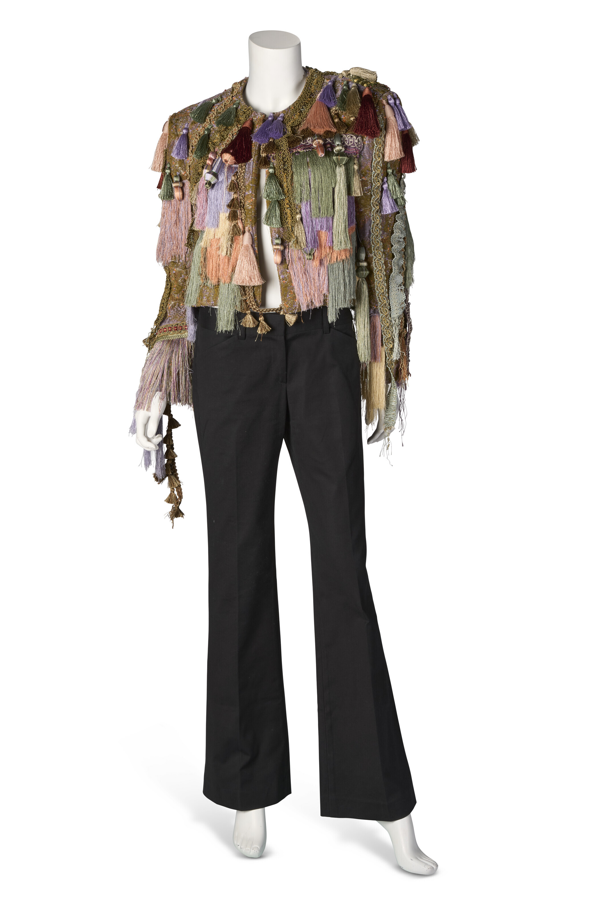 A MULTICOLOR TASSEL COAT, SCREEN WORN BY MERYL STREEP