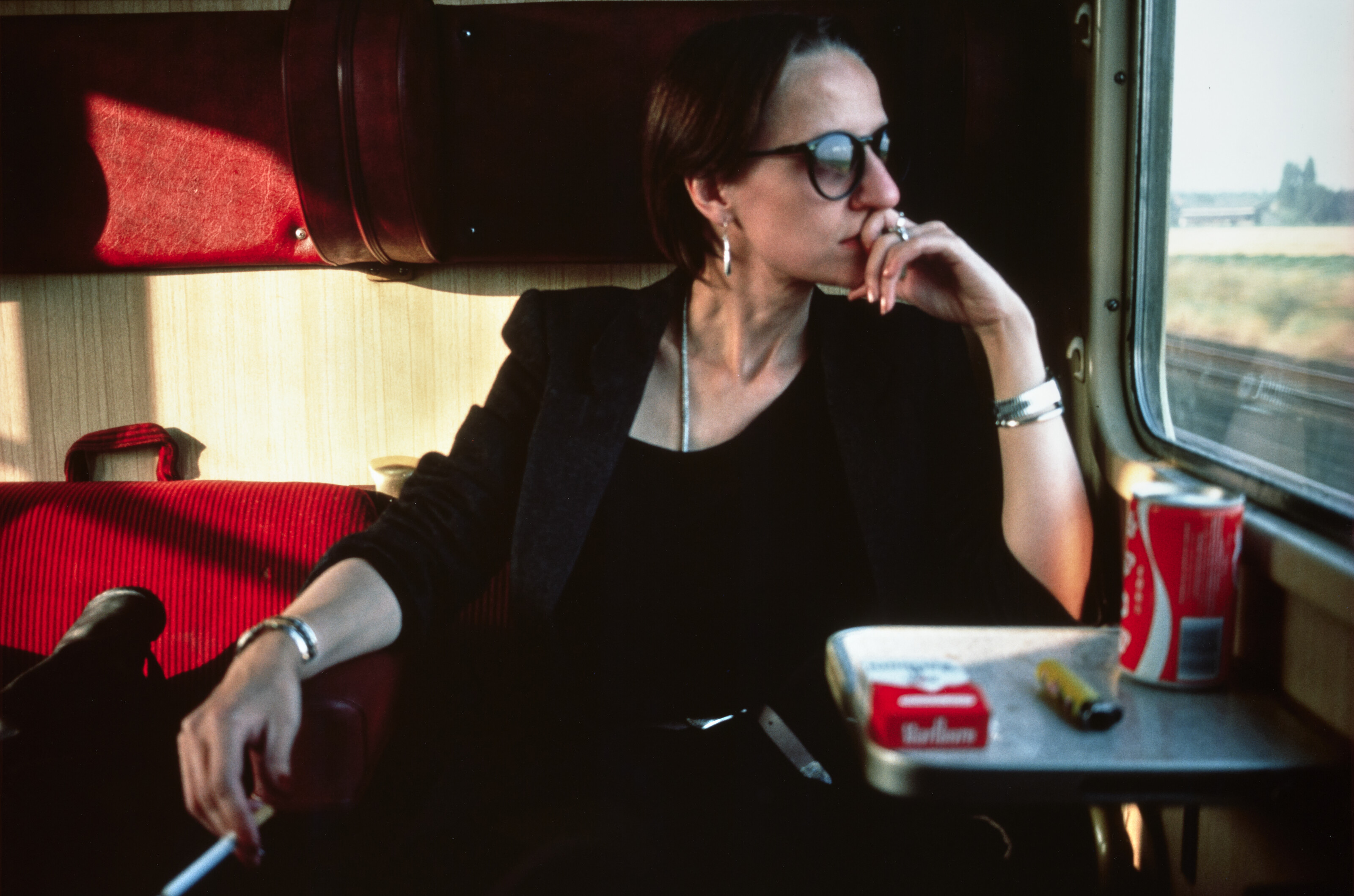 Catalog image of Suzanne on the train, Wupperthal, Germany, 1984