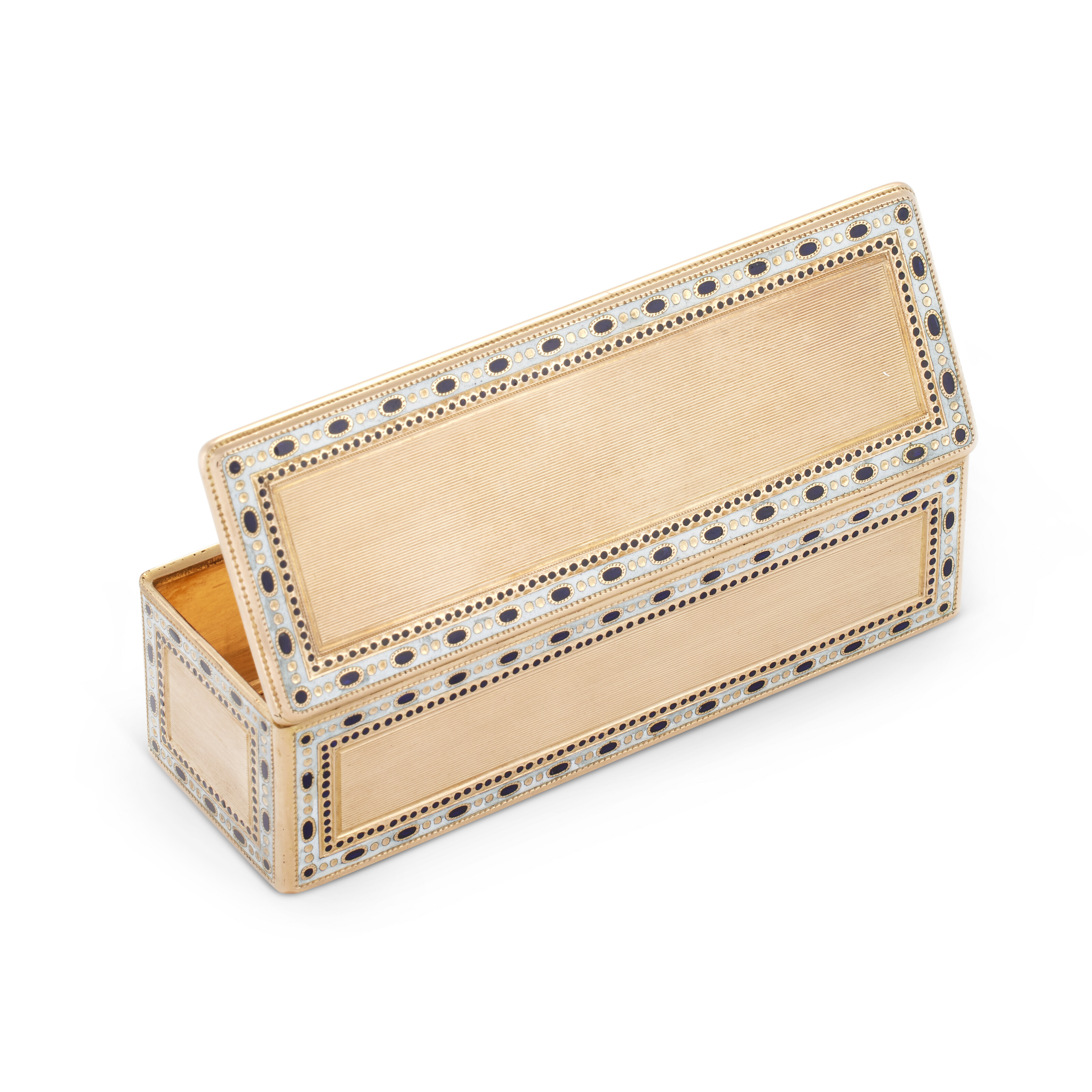 A German enamelled gold snuff-box, mark of Marc Andre Souchay, Hanau, circa 1790, offered in Collections: le neoclassicisme a travers l'Europe, until 1 April 2026 at Christie's Online