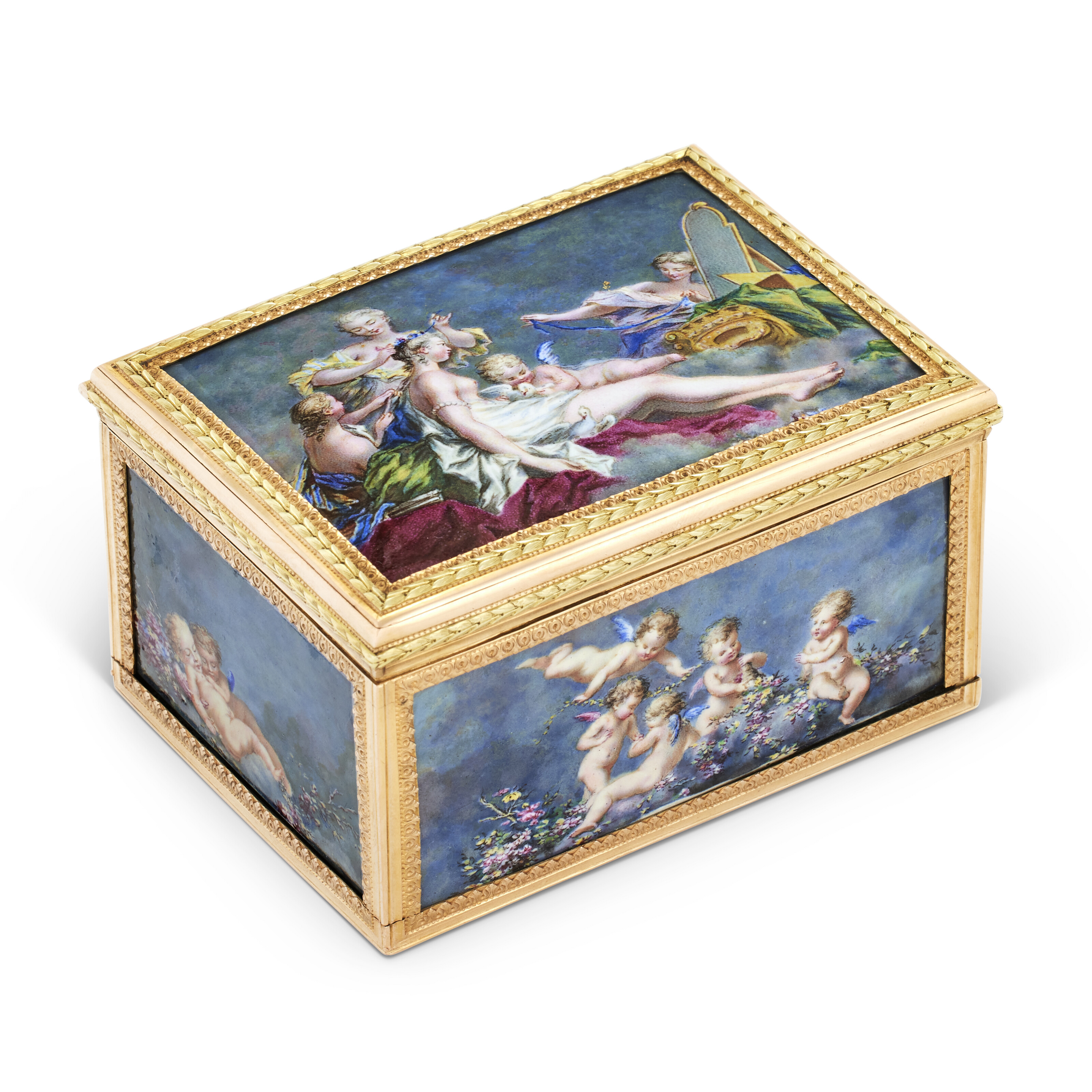 A continental enamelled gold table snuff-box, possibly Austria, circa 1880, offered in Collections: le neoclassicisme a travers l'Europe, until 1 April 2026 at Christie's Online