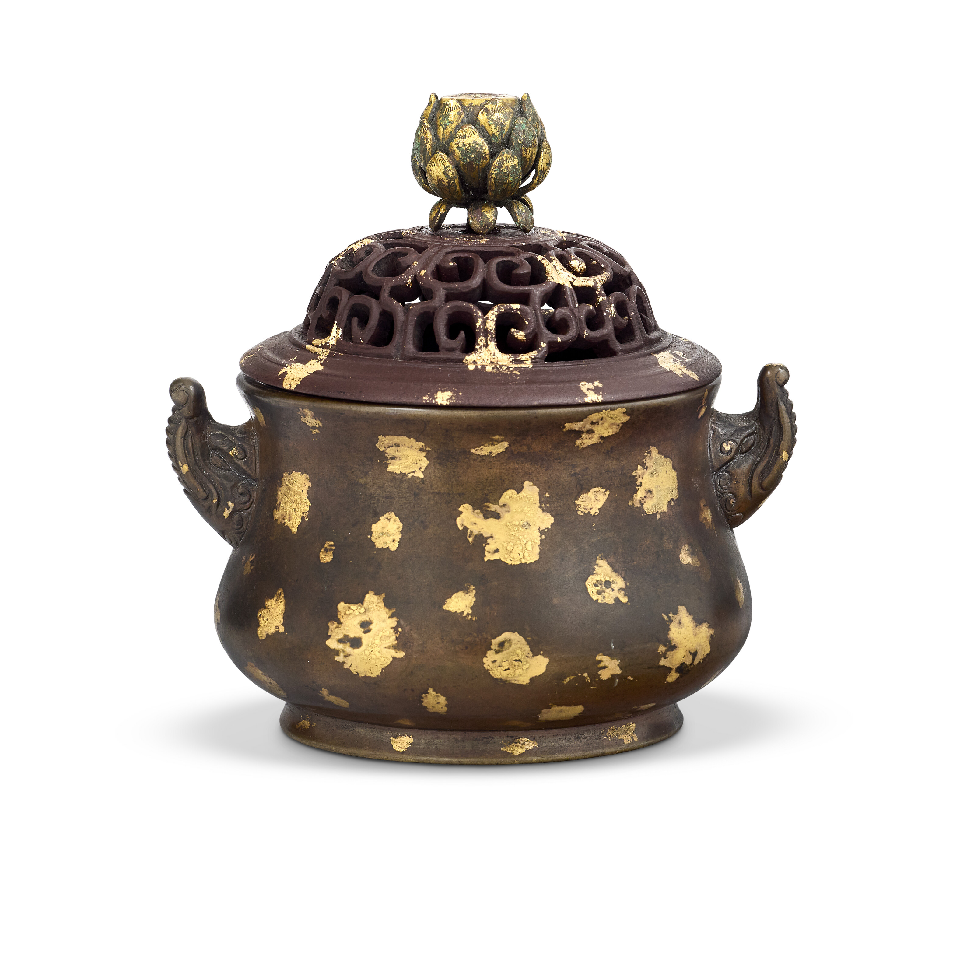 A SMALL GOLD-SPLASHED BRONZE CENSER, CHINA, QING DYNASTY, 18TH CENTURY ...