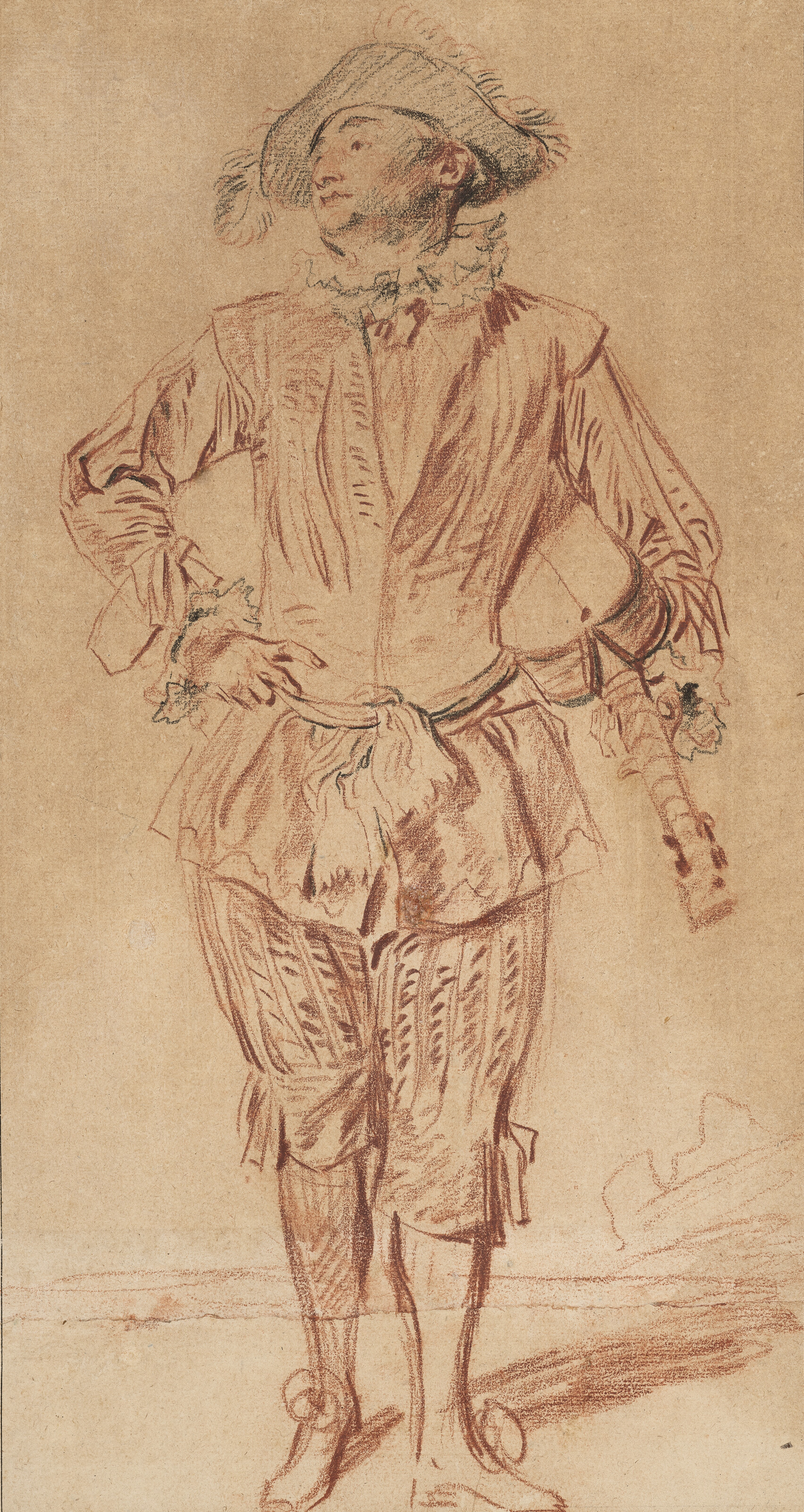 Antoine Watteau, Standing man holding a guitar under his left arm, offered in Chefs-d'oeuvre de la collection Veil-Picard on 25 March 2026 at Christie's in Paris