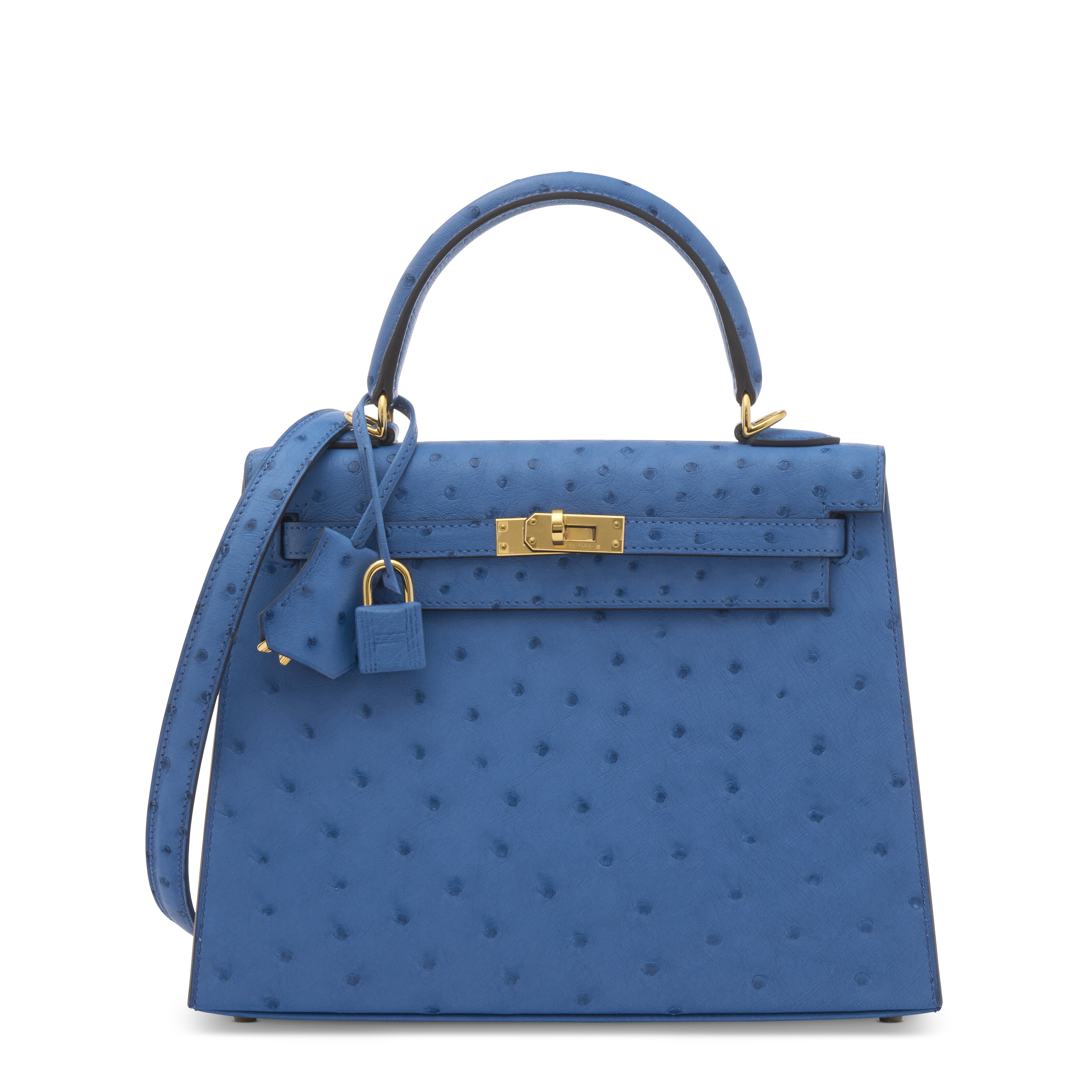 A Mykonos ostrich Sellier Kelly 25 with gold hardware, Hermes, 2025, offered in Handbags Online: The Paris Edit, until 24 June 2026 at Christie's Online