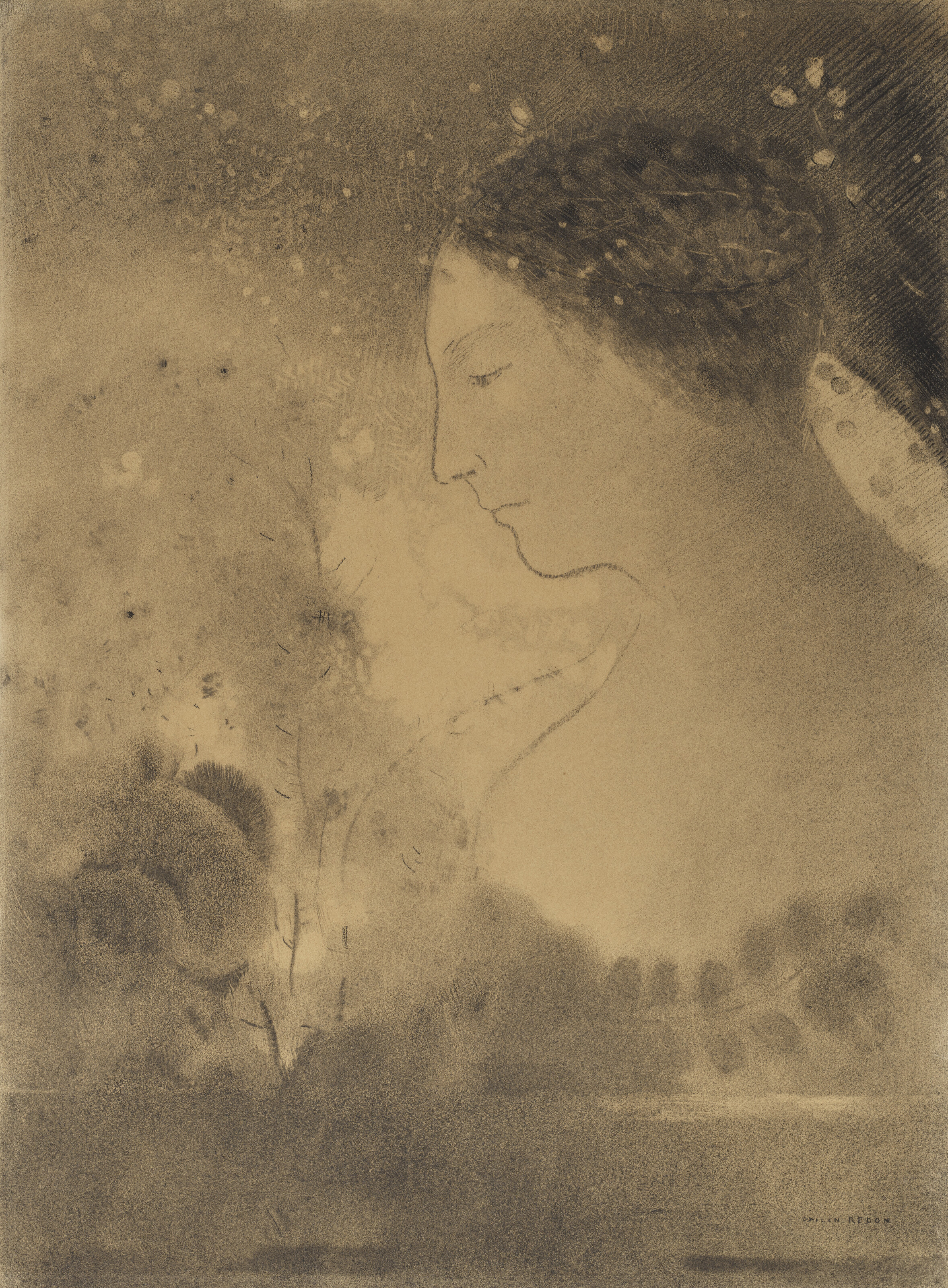 Odilon Redon, Profil, circa 1870-75, offered in Art Moderne - Vente du Jour, including Works from the Durand-Ruel Collection and Works from the Marlene and Spencer Hays Collection on 23 October 2026 at Christie's in Paris