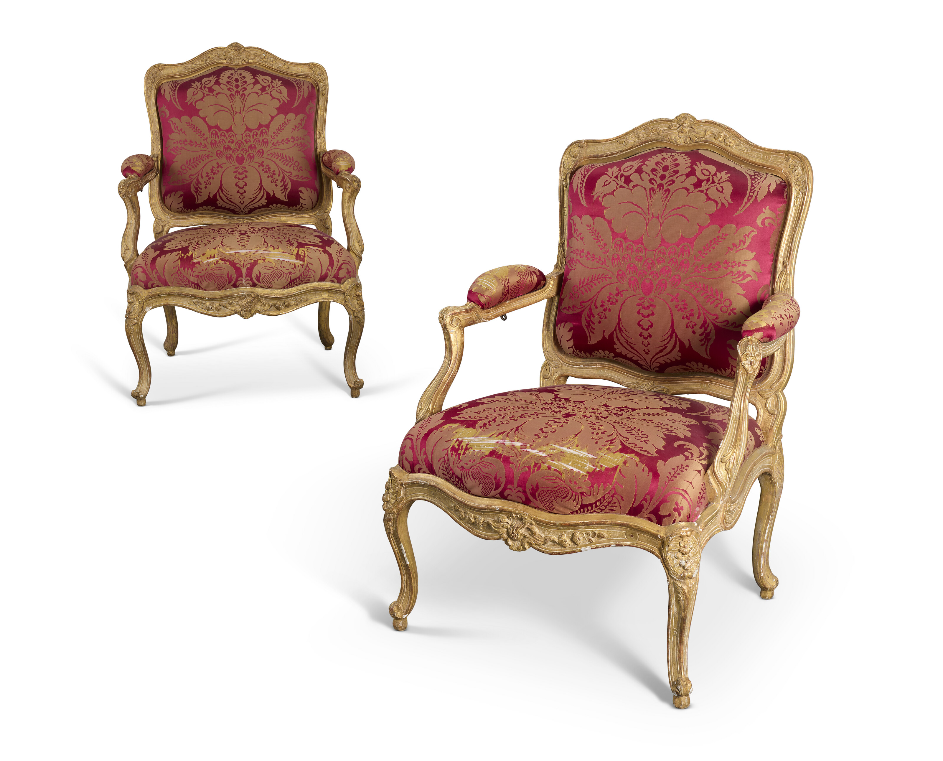 A pair of Louis XV giltwood armchairs, by Jean Gourdin, known as 'Pere Gourdin', mid-18th century, offered in Collections: incluant la succession de Francoise Lambert, vendue au profit de la Societe des Amis de Versailles, until 1 October 2026 at Christie's Online