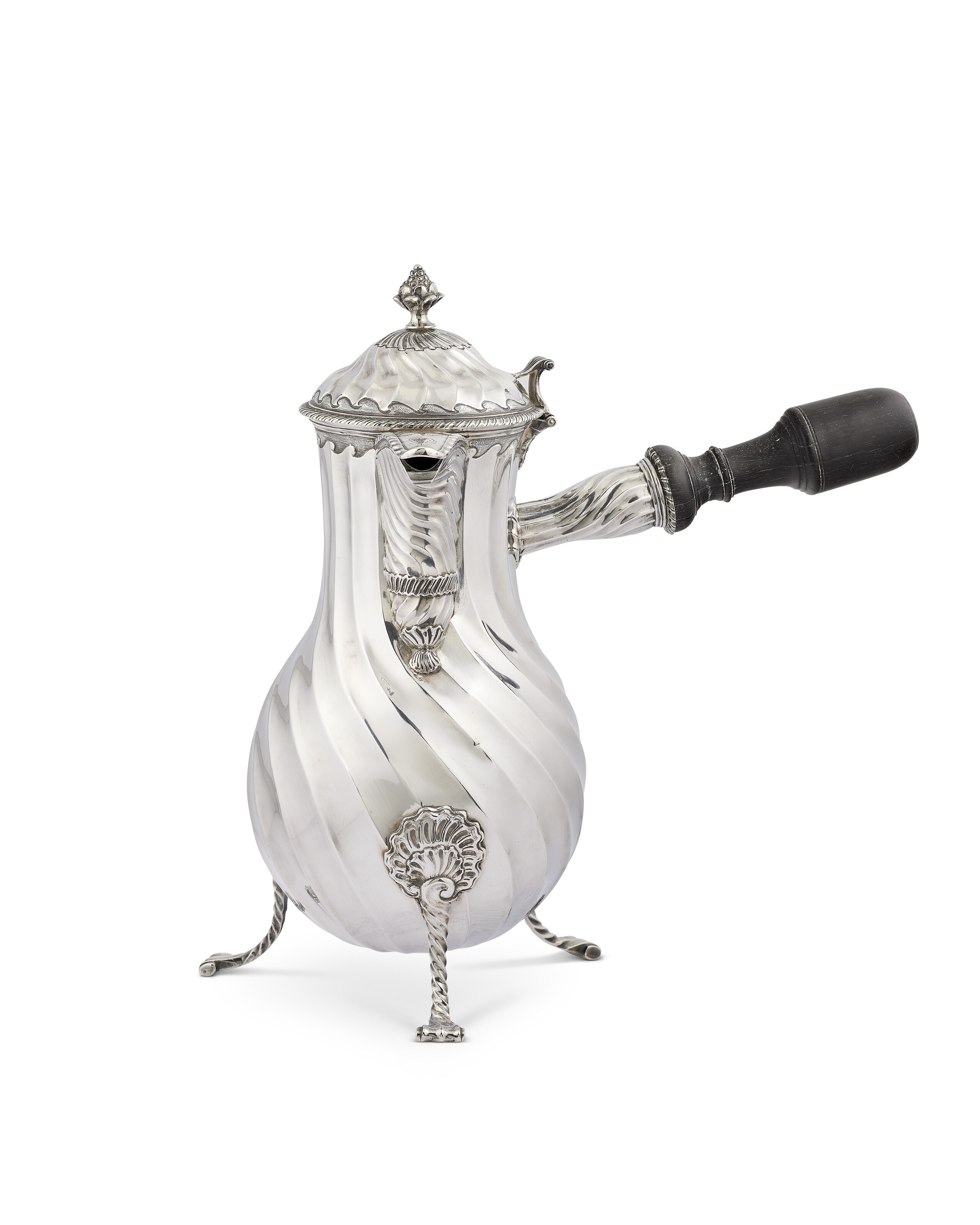 CAFETIÈRE EN ARGENT D'ÉPOQUE LOUIS XV