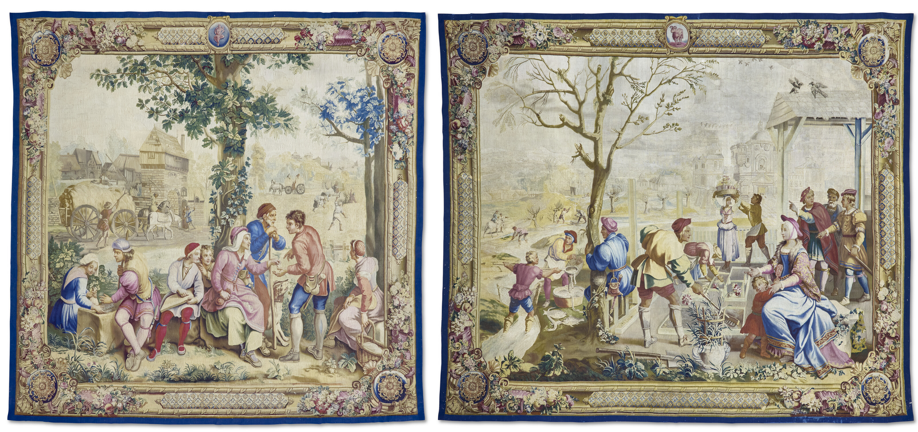 DEUX TAPISSERIES TENTURE DES MOIS DE LUCAS DE LA FIN DE L'ÉPOQUE RÉGENCE