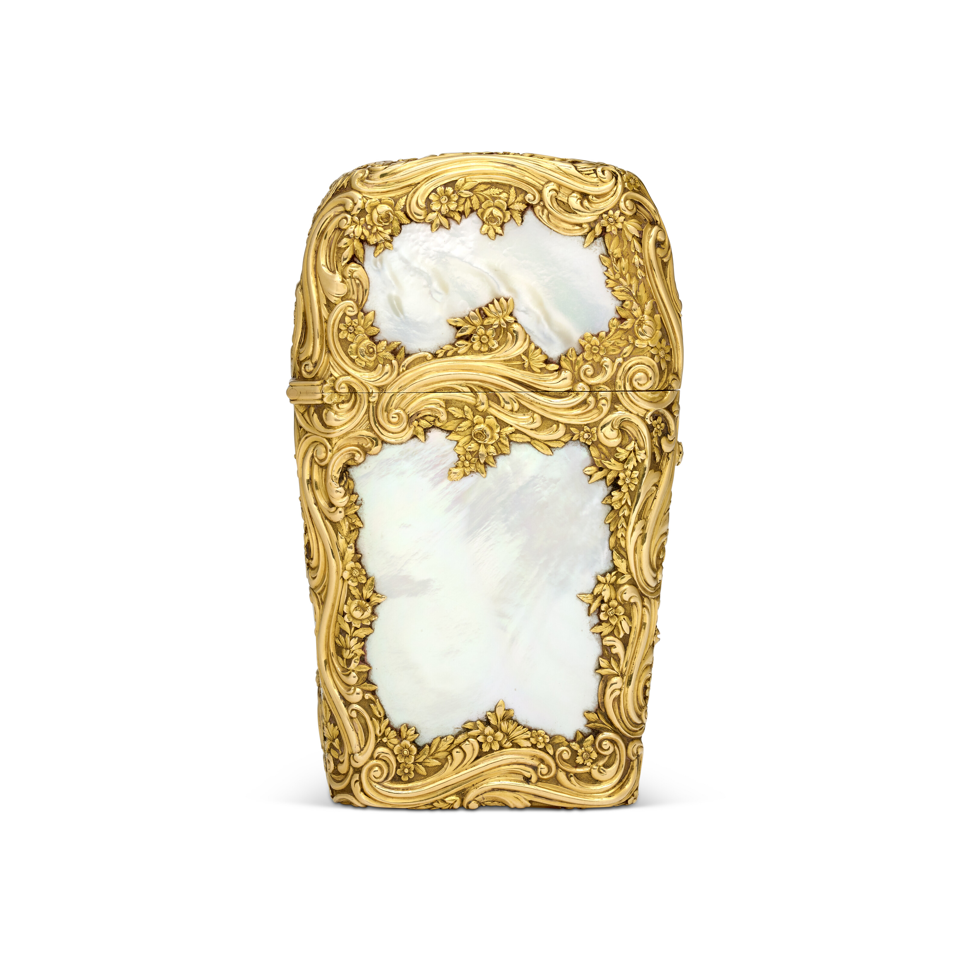 George III gold mounted mother-of-pearl necessaire, maker's mark possibly for James Morley Evans, London, 1767, offered in Collections: incluant la succession de Francoise Lambert, vendue au profit de la Societe des Amis de Versailles, until 1 October 2026 at Christie's Online