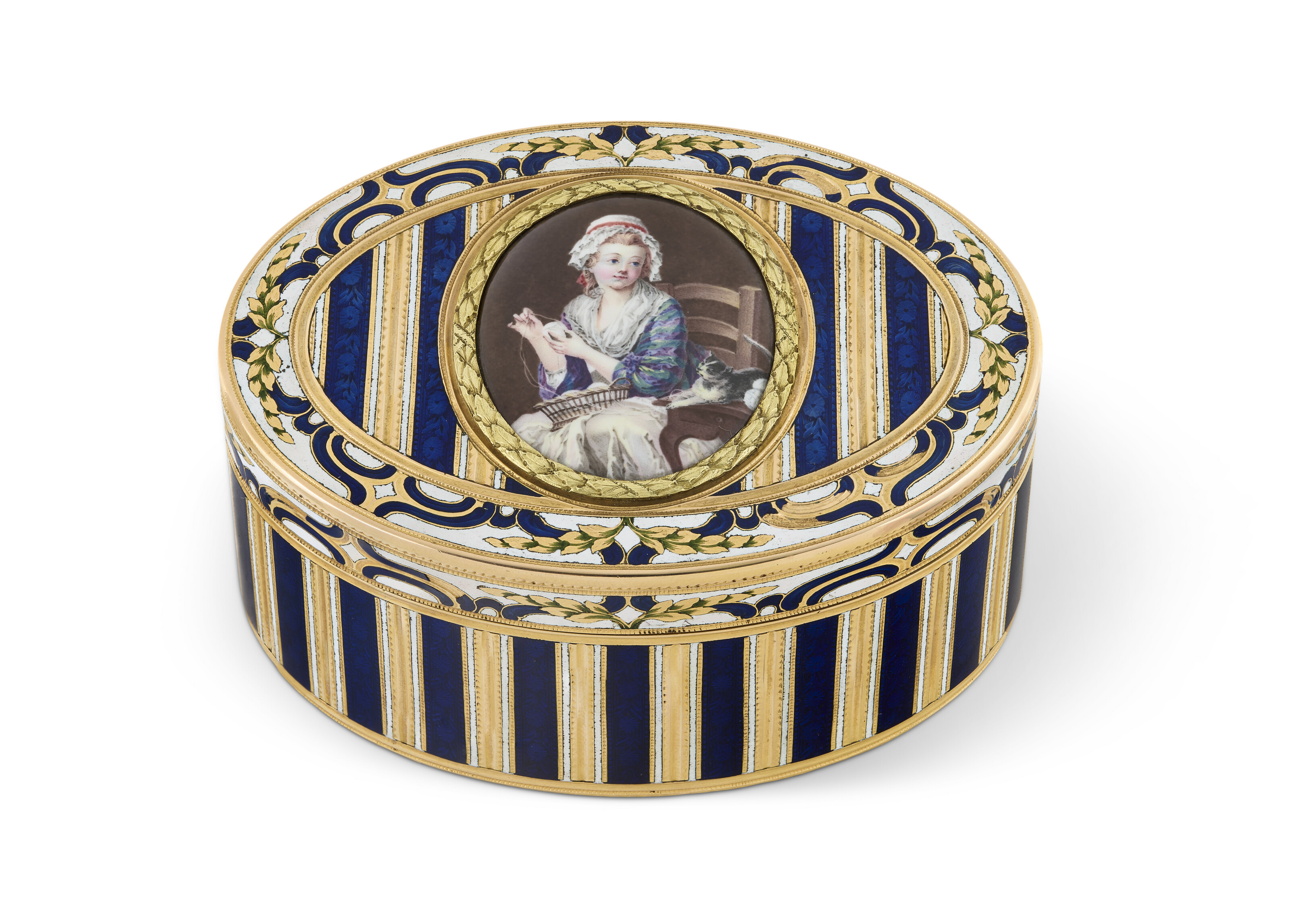 An Austrian enamelled gold snuff-box, mark of Pierre-Michel Colas, Vienna, circa 1775, offered in Collections: incluant la succession de Francoise Lambert, vendue au profit de la Societe des Amis de Versailles, until 1 October 2026 at Christie's Online