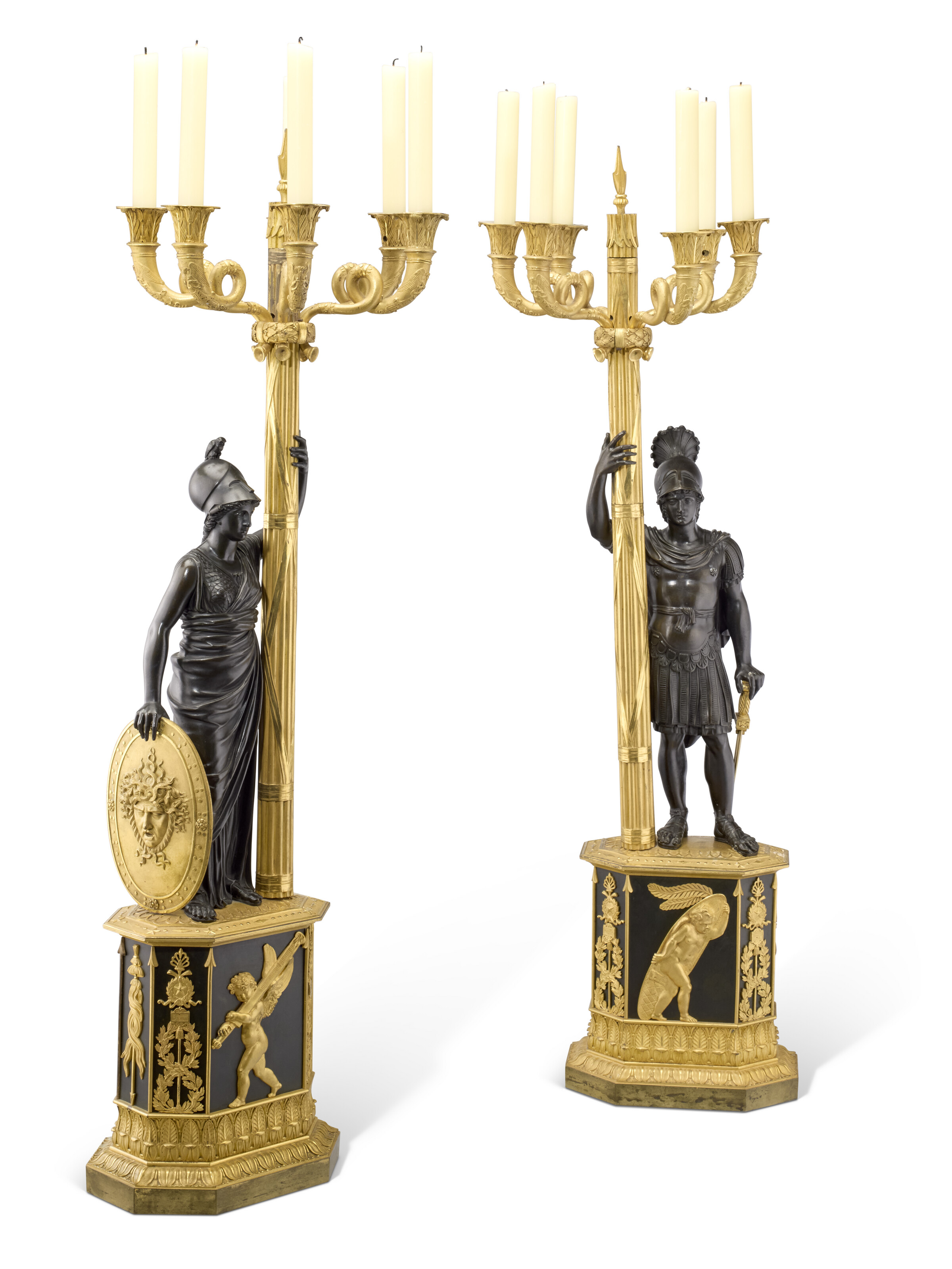 A pair of Empire gilt and patinated bronze six-light candelabra, attributed to Gerard-Jean Galle, circa 1815, offered in Collections du Chateau de Tournay: Les Arts Decoratifs on 17 June 2026 at Christie's in Paris