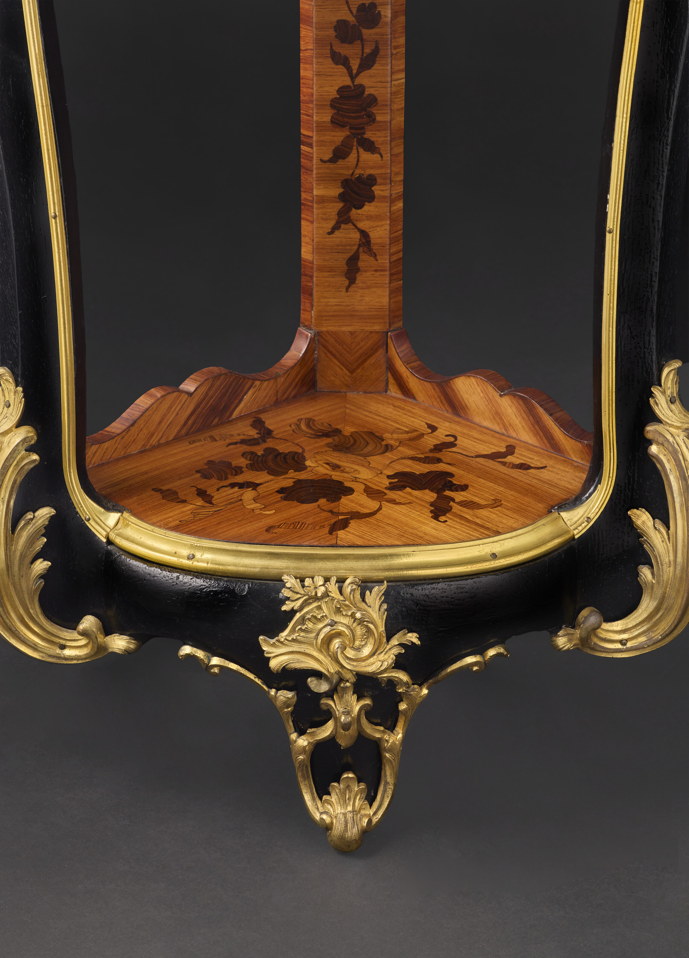 A detail of one of a pair of Louis XV ormolu-mounted corner cabinets, stamped by Bernard II Van Risenburgh, known as B.V.R.B., circa 1755, offered in the Graziella Patino de Ortiz Linares Collection - Evening Sale on 23 September 2026 at Christie's in Paris