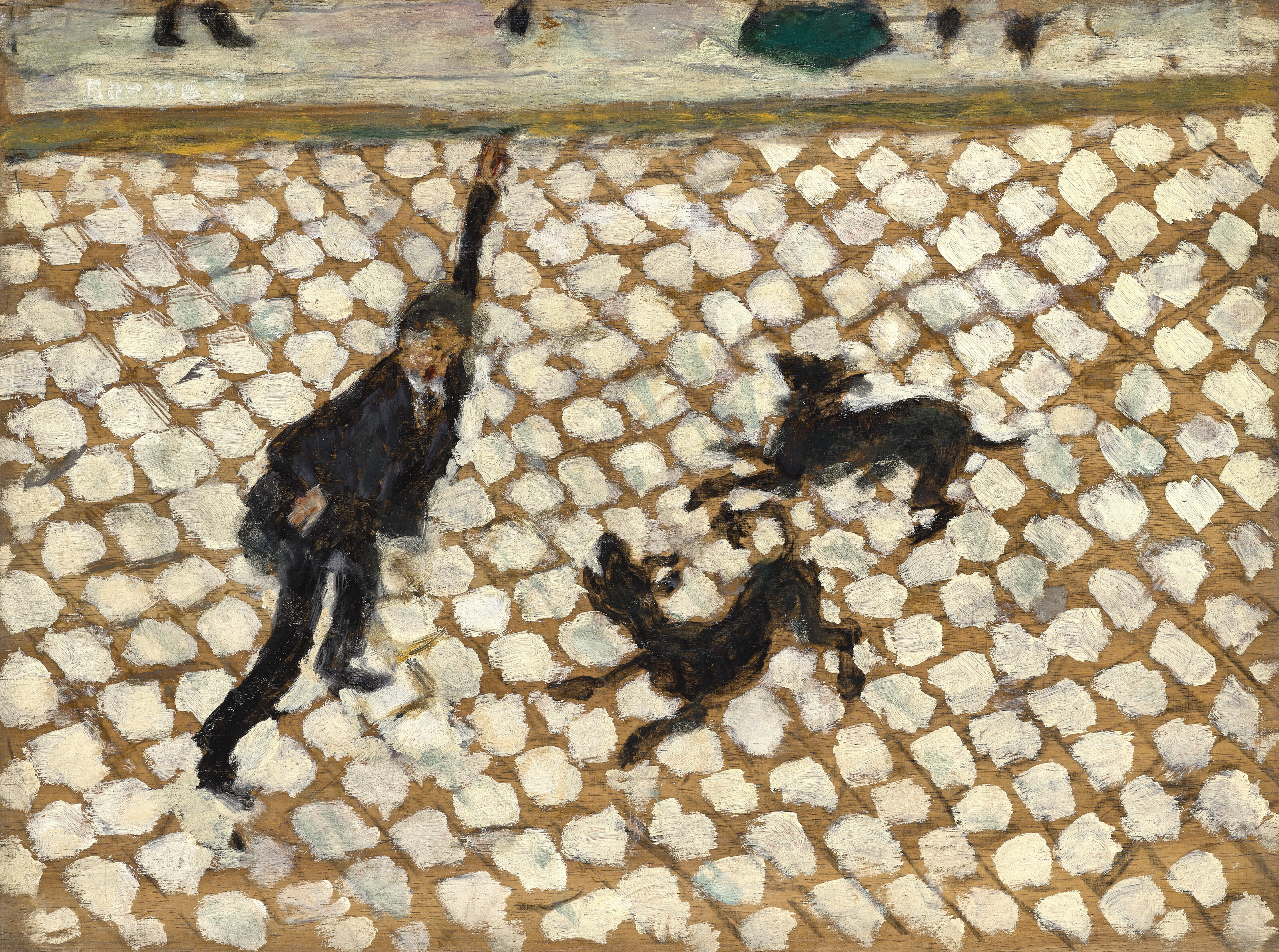 Pierre Bonnard, La Rue. Homme aux prises avec deux chiens, circa 1895, offered in Dans l'intimite de Pierre Bonnard: Collection Claude Terrasse on 14 April 2026 at Christie's in Paris