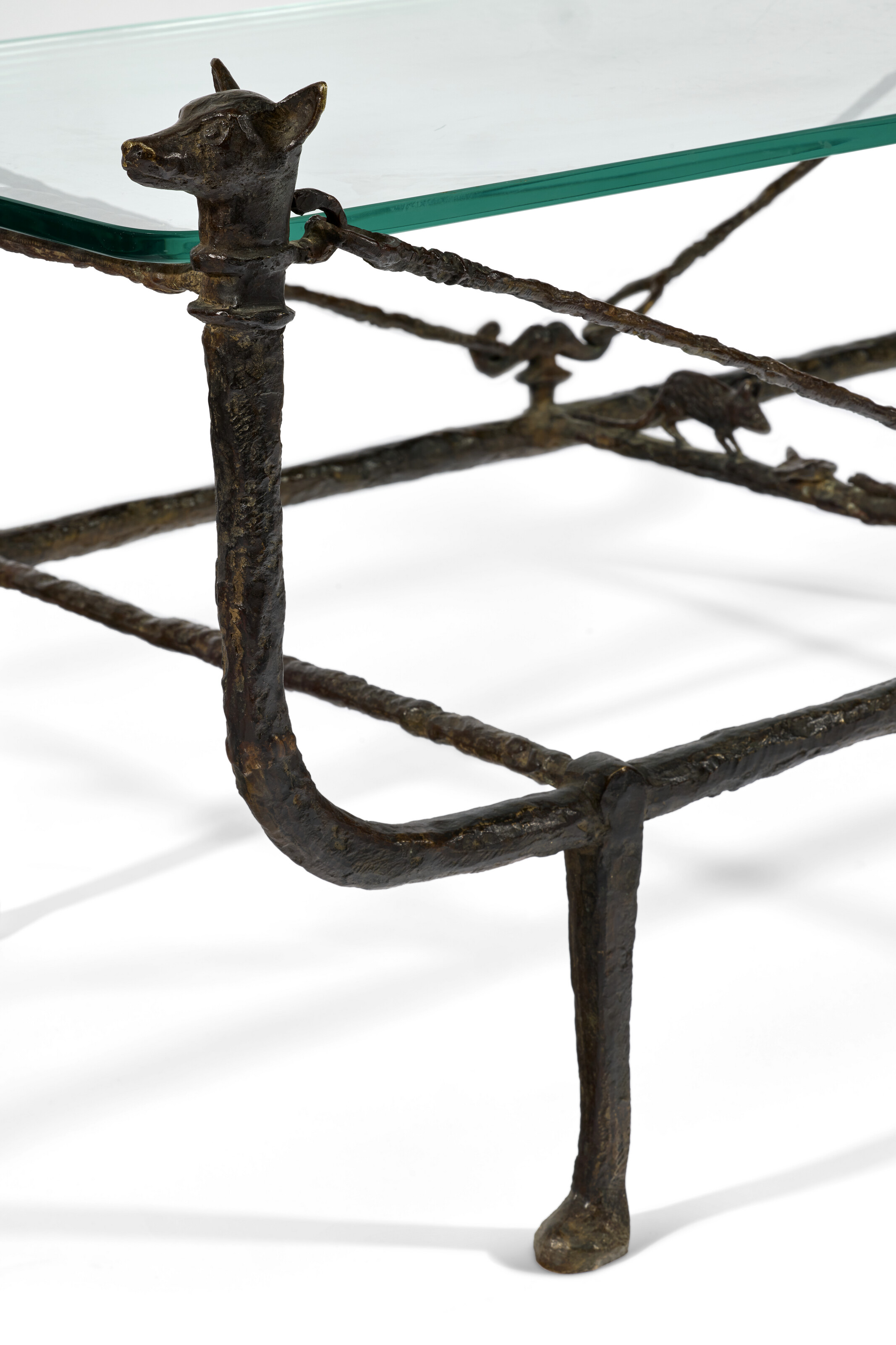 Diego Giacometti, 'Berceau' coffee table, unique, with a figure of the dog 'Seraphine', circa 1981, offered in Collection Jeanne-Marie de Broglie on 30 September 2026 at Christie's in Paris