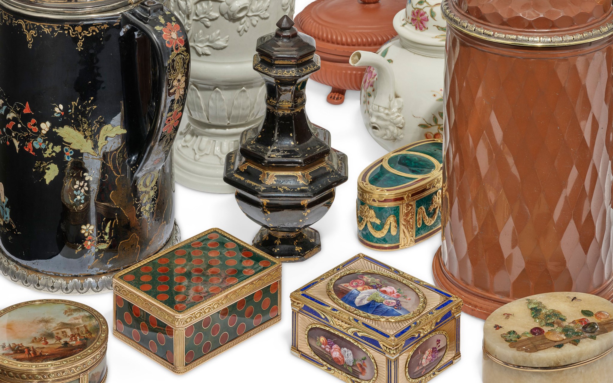 Two Private Collections of European Ceramics, Gold Boxes and Silver