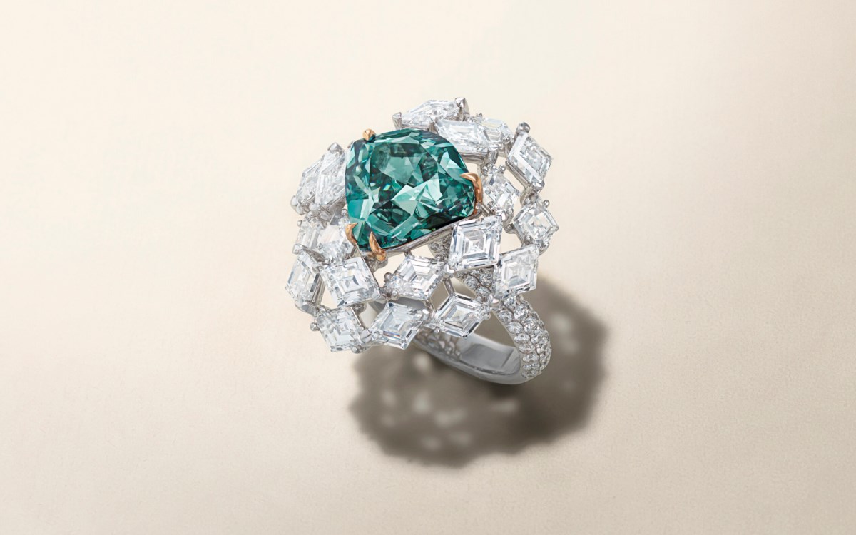 The Ocean Dream, a 5.50 ct Fancy Vivid blue-green diamond ring