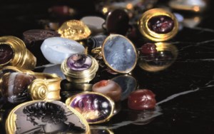 A Roman Black Chalcedony Intaglio Portrait Of Antinous - 