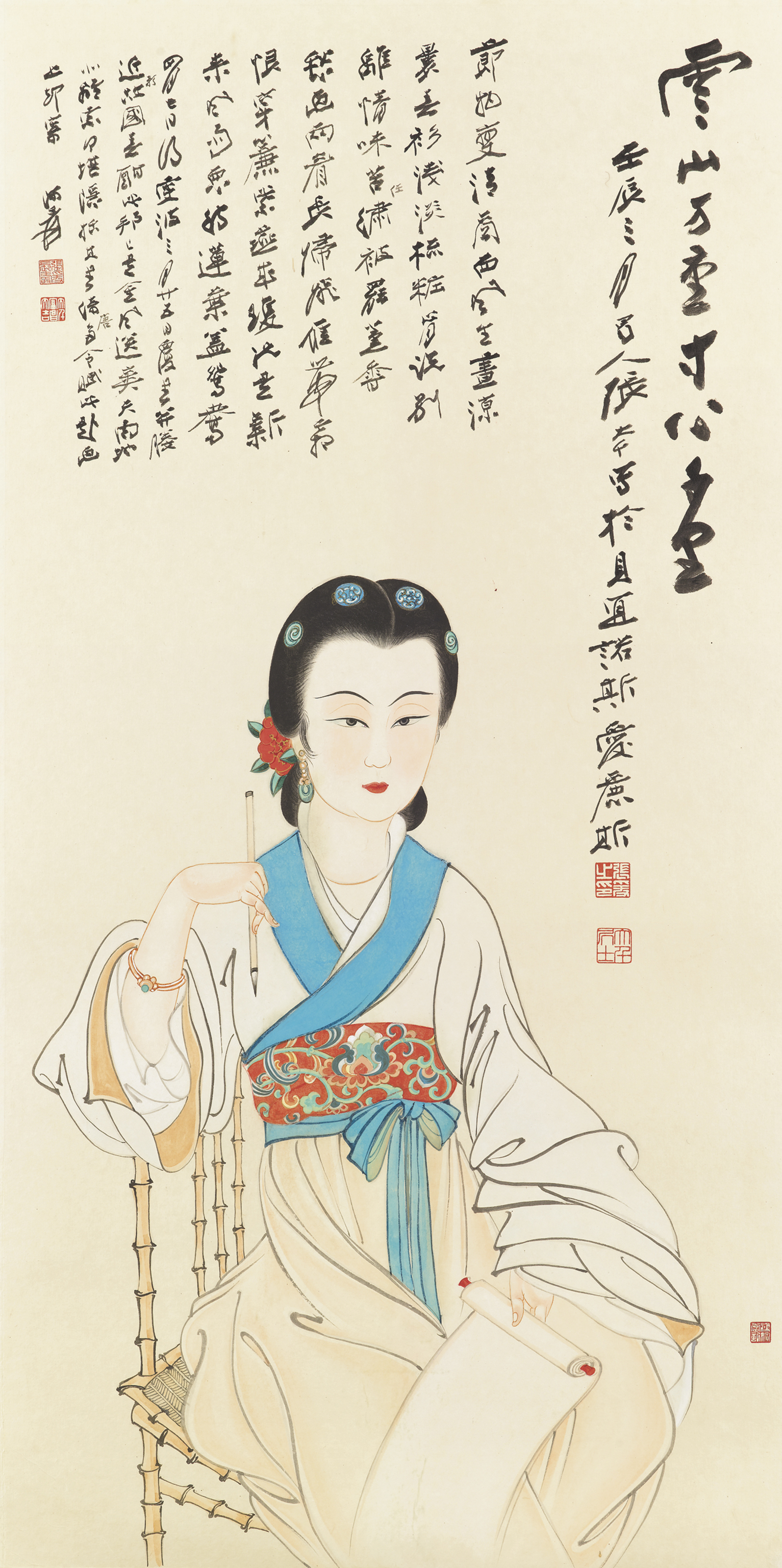 古美術　中国近代画家張大千作　激安骨董品　肉筆保証 AK2169A9-2 古びた蔵 中国書画 近代画家『齊白石 大富貴且壽図 肉筆紙本』