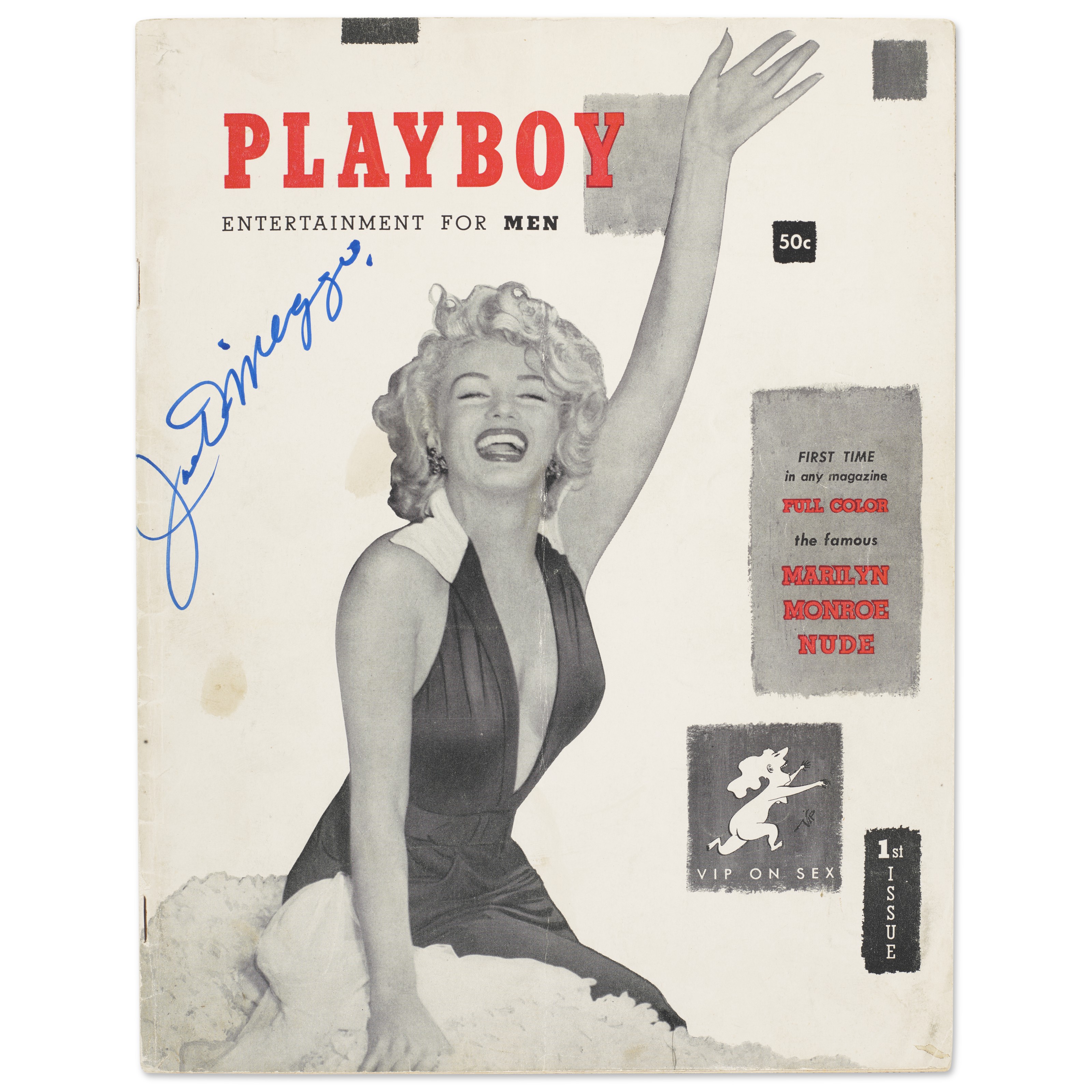 Exceedingly Scarce 1953 Joe DiMaggio Autographed Inaugural Playboy Magazine...