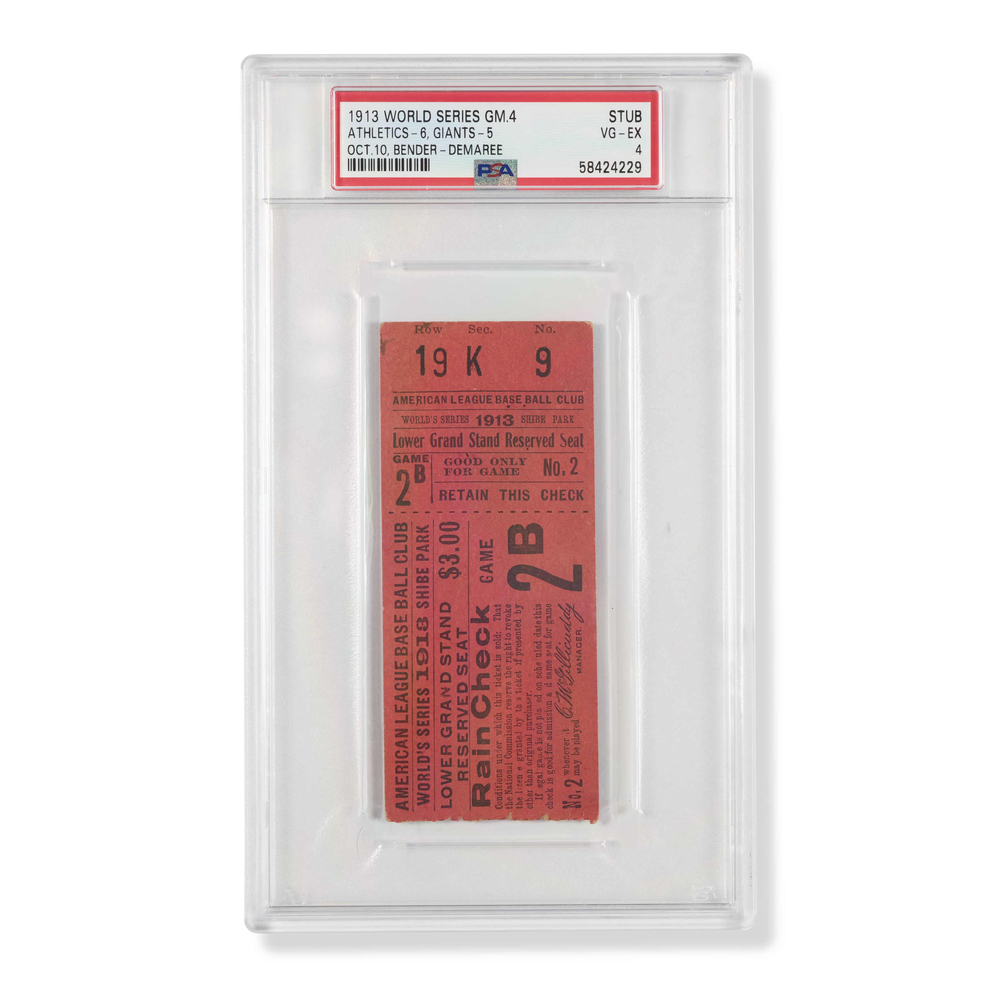 1913 World Series Game (4) ticket stub