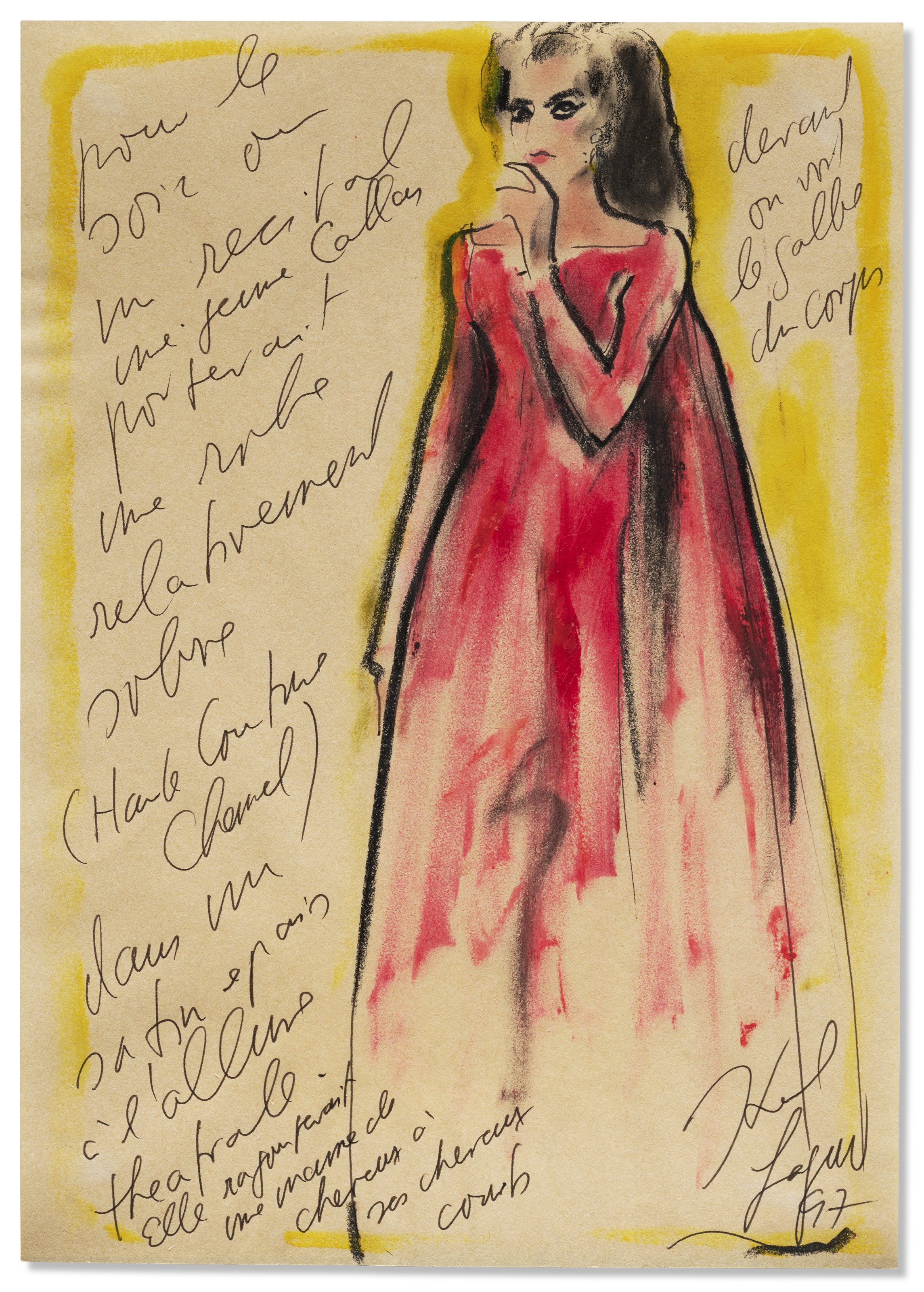 Jackie Cheffins KARL LAGERFELD アートポスター Matted Vintage Karl Lagerfeld Fashion Print by Antonio Lopez