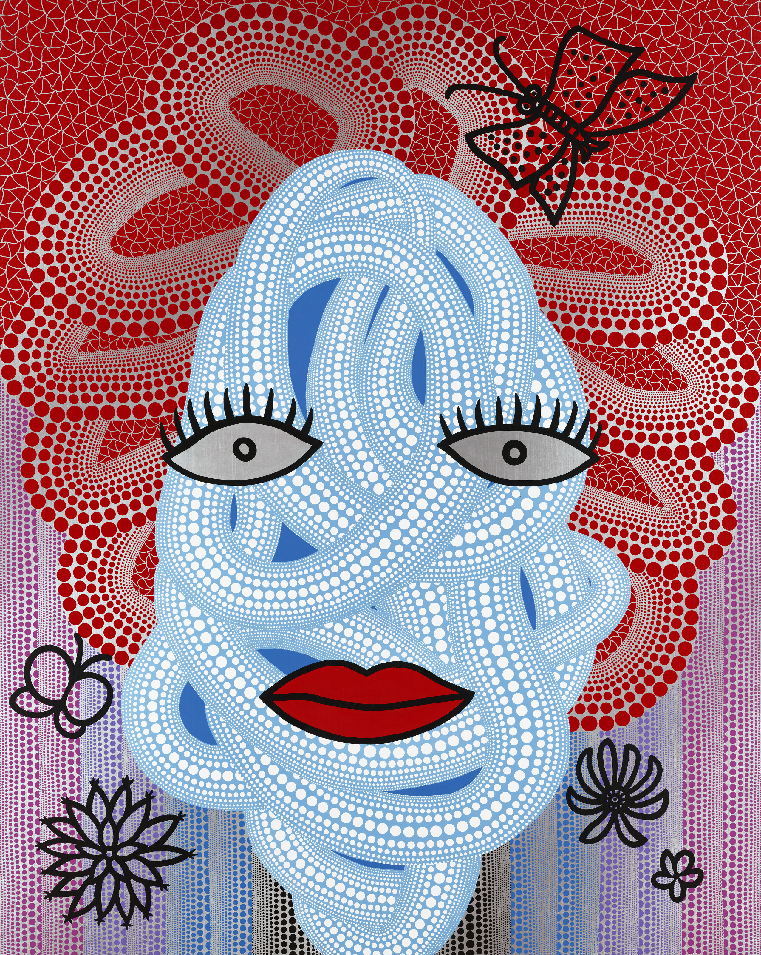 Yayoi Kusama (b. 1929), Woman, 2016. Acrylic on canvas. 227.3 x 181.8 cm (89 1⁄2 x 71 5⁄8 in). Sold for HK$20,340,000 on 28 November 2023 at Christie’s in Hong Kong
