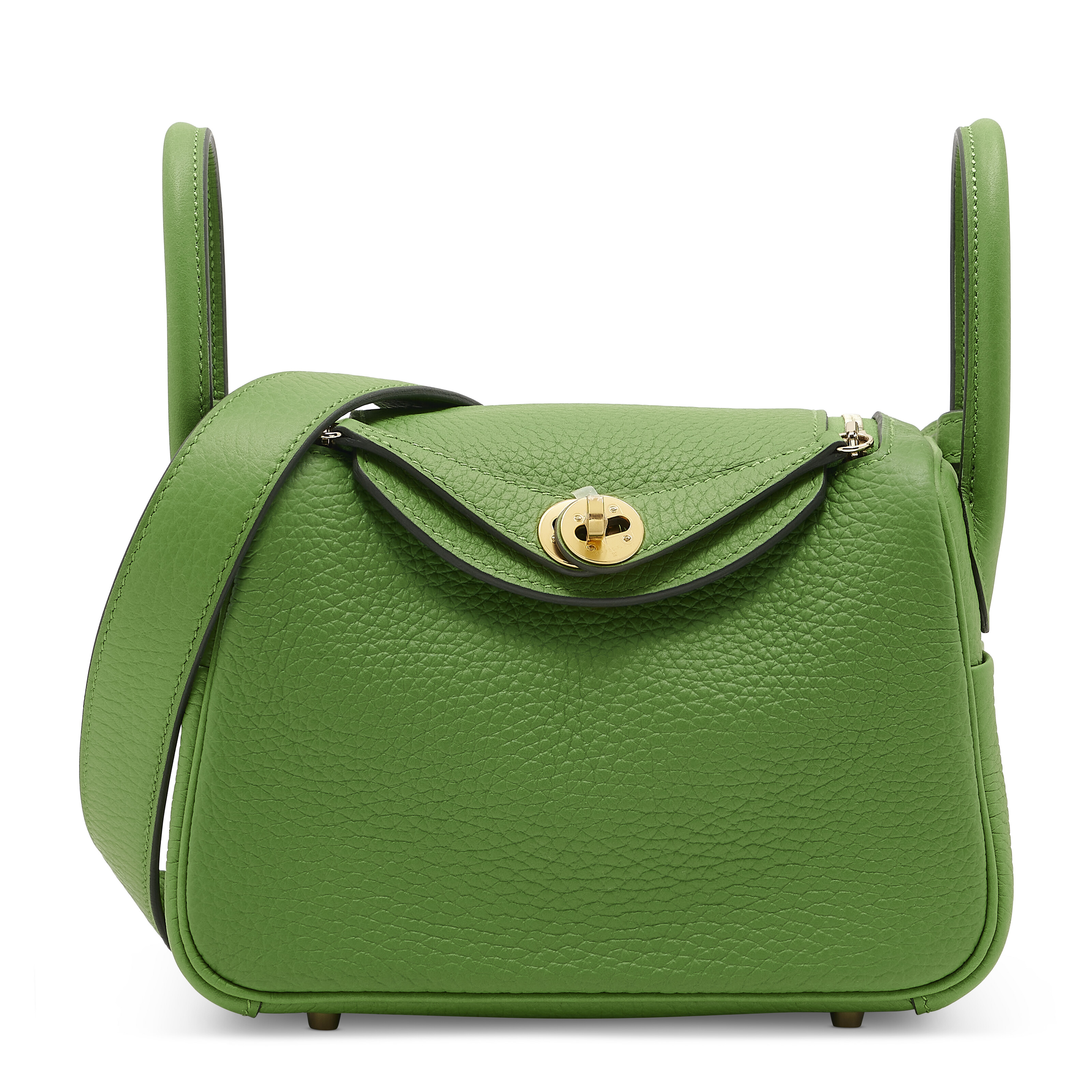 A VERT YUCCA CLÉMENCE LEATHER MINI LINDY WITH GOLD HARDWARE