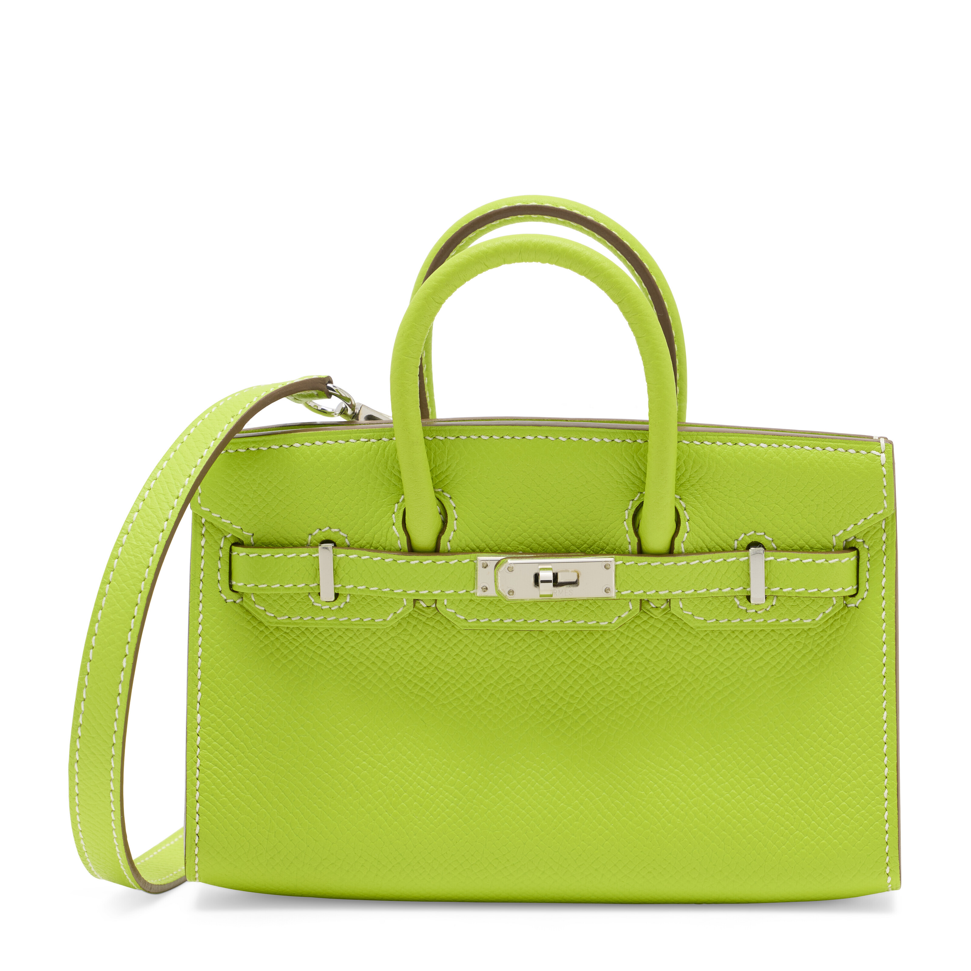 A KIWI EPSOM LEATHER MICRO MINI BIRKIN WITH PALLADIUM HARDWARE