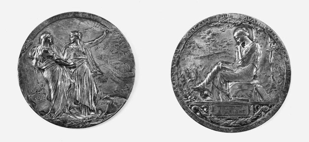 A French silvered bronze commemorative medal,