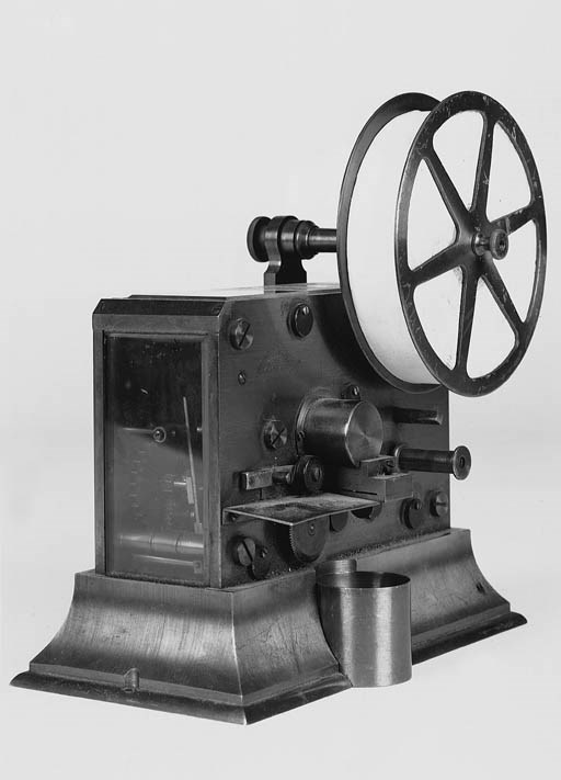 A late 19th-Century lacquered-brass telegraphic recording apparatus,