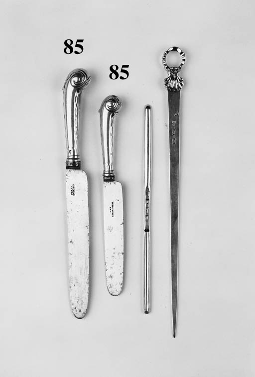 A set of six George II table knives