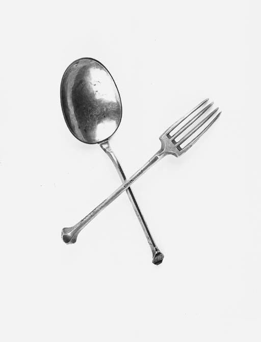 A rare 17th century Belgian spoon and four-pronged fork