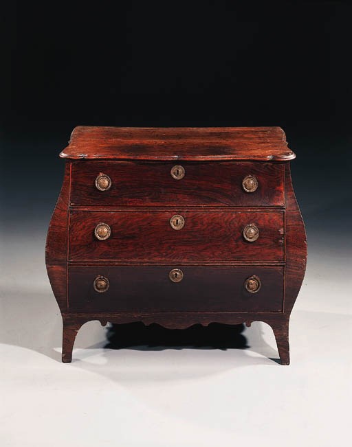 A Dutch rosewood bombe chest, 19th century